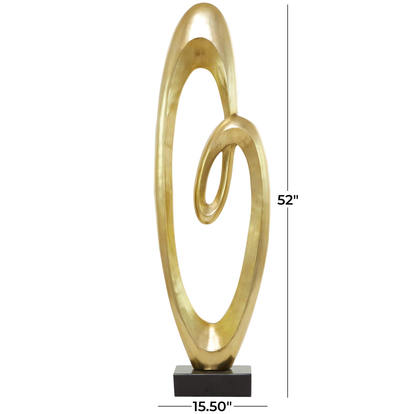 52" Aluminum Swirl Abstract Sculpture with Black Base