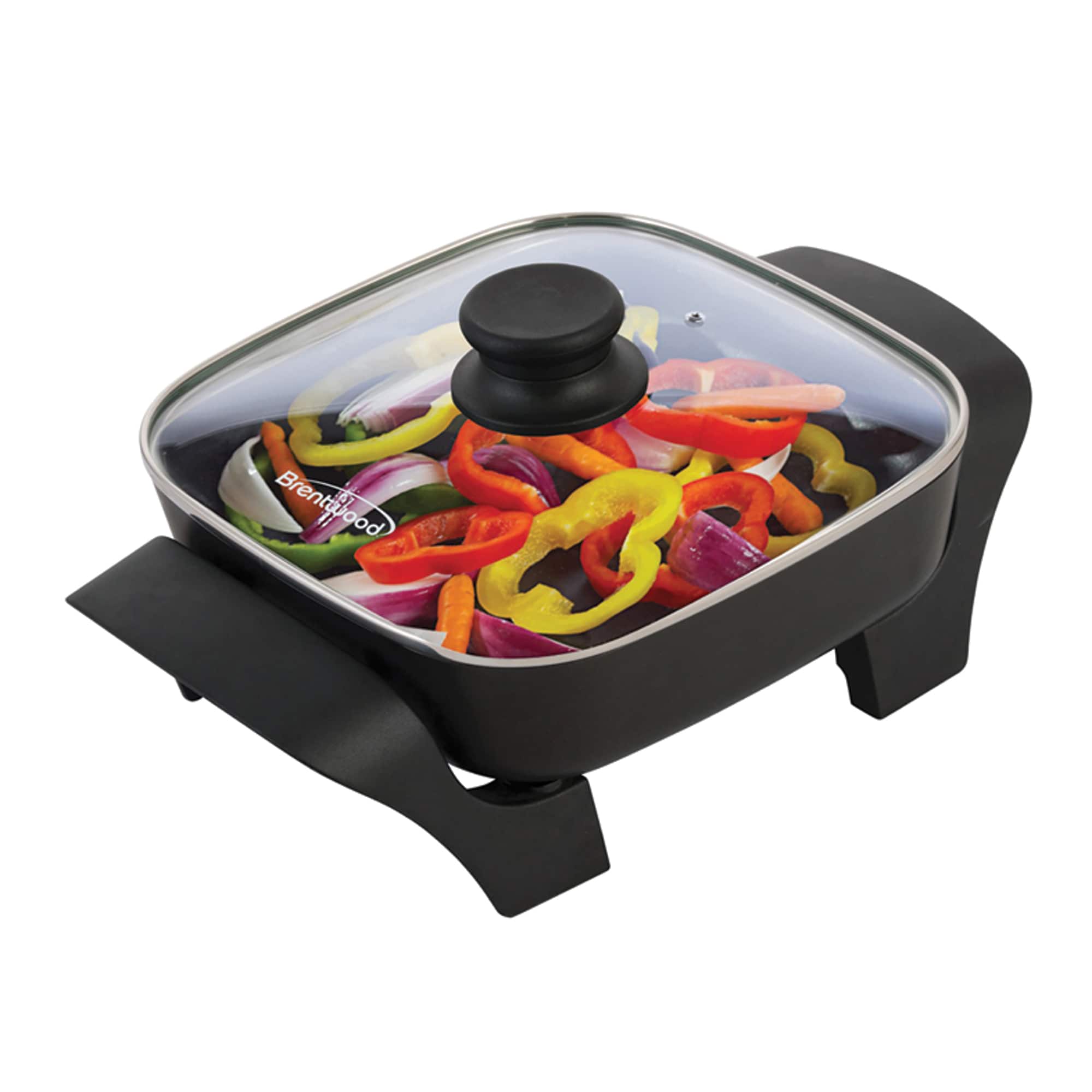 Brentwood 8" Black Nonstick Electric Skillet with Glass Lid