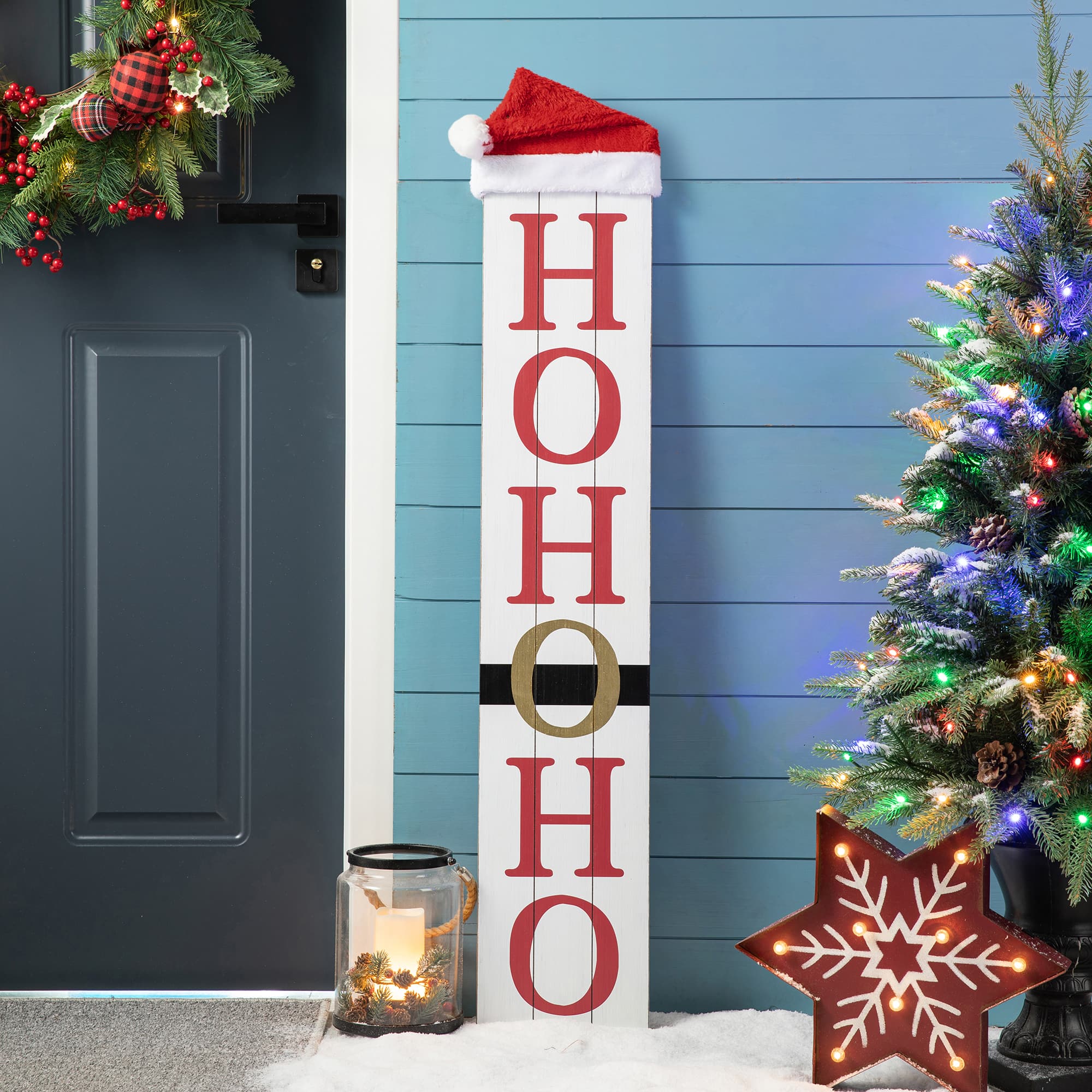 Glitzhome® 42.5'' Reversible Double-Sided Wooden Porch Sign