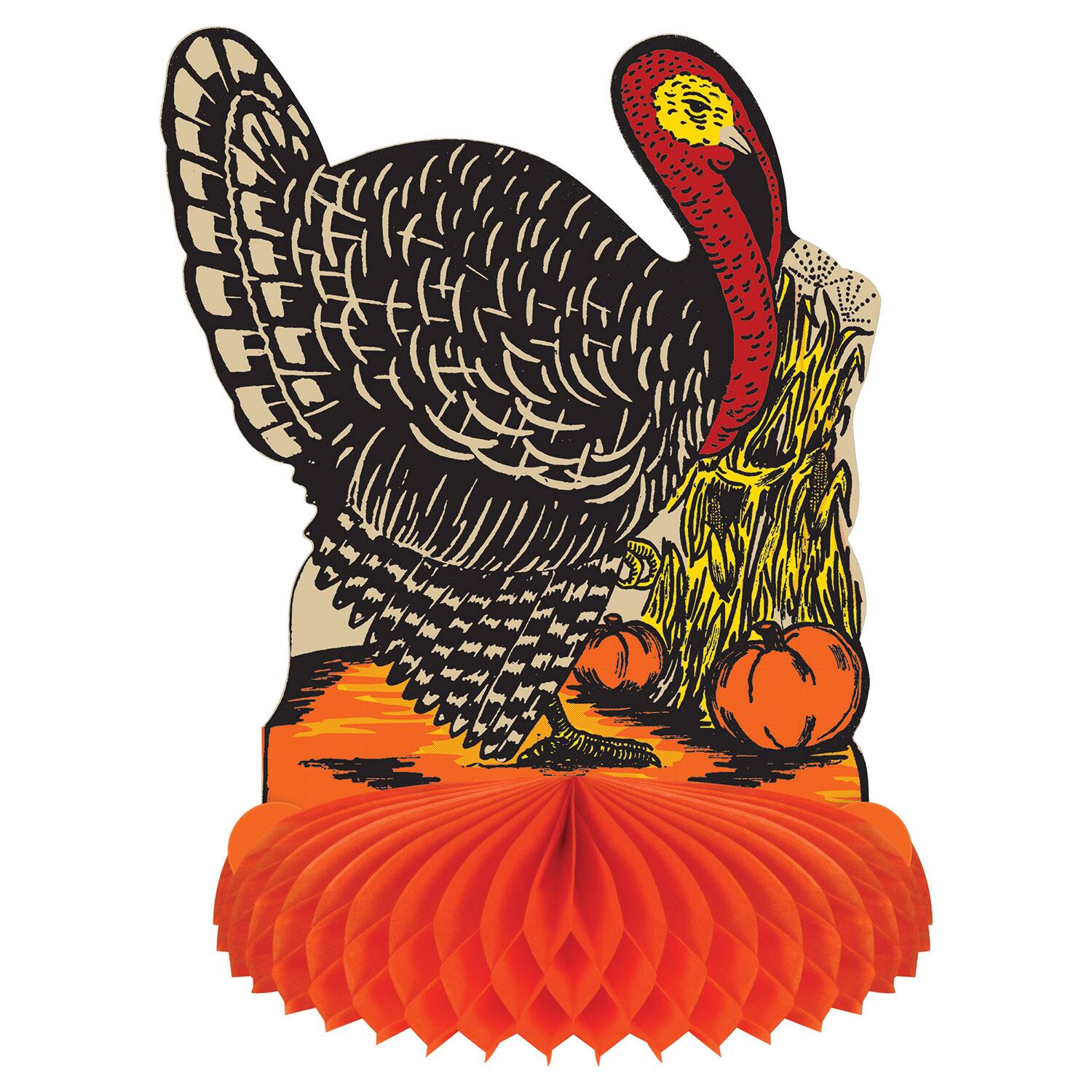 8" Vintage Fall Harvest Turkey Centerpiece, 2ct.