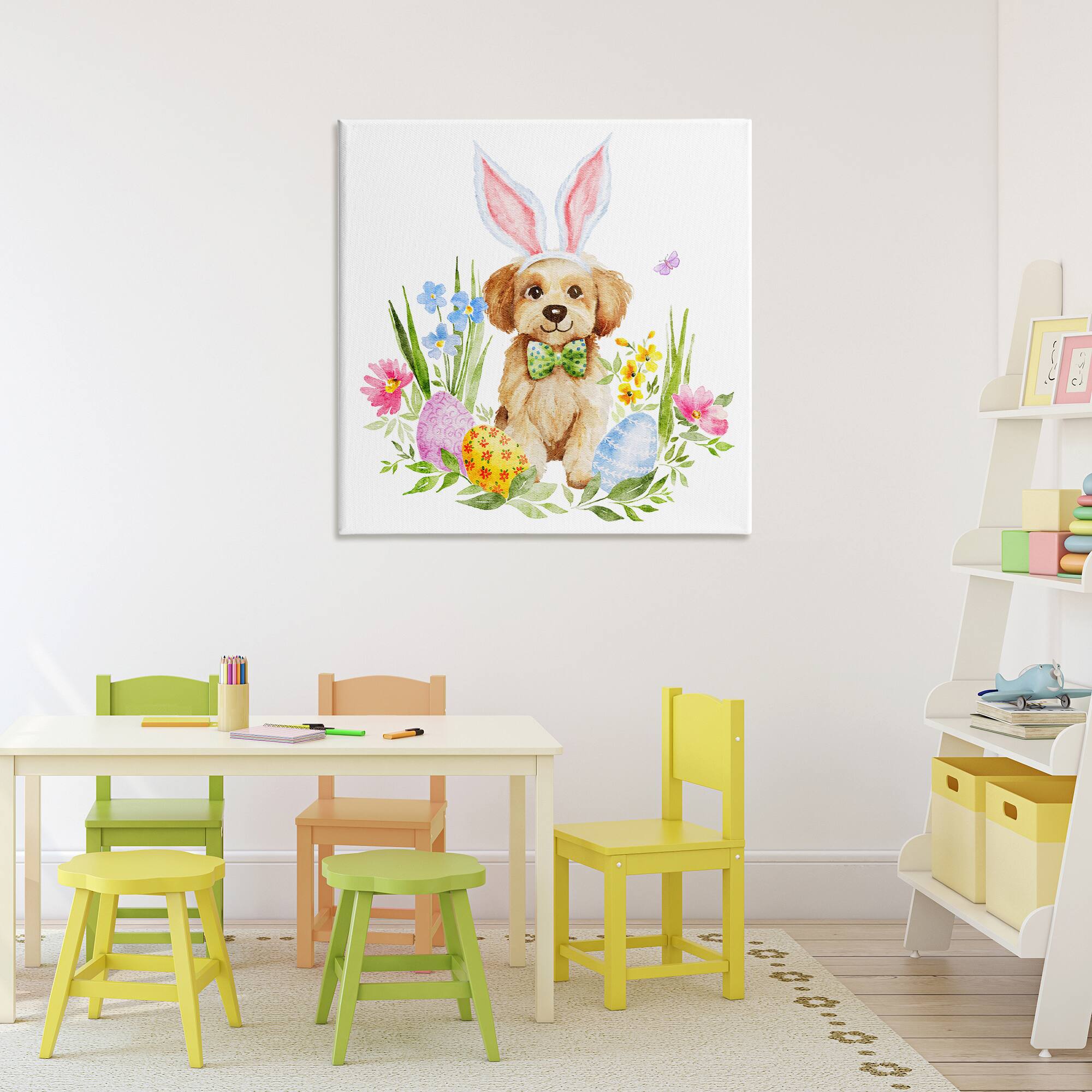 Stupell Industries Playful Easter Puppy Canvas Wall Art