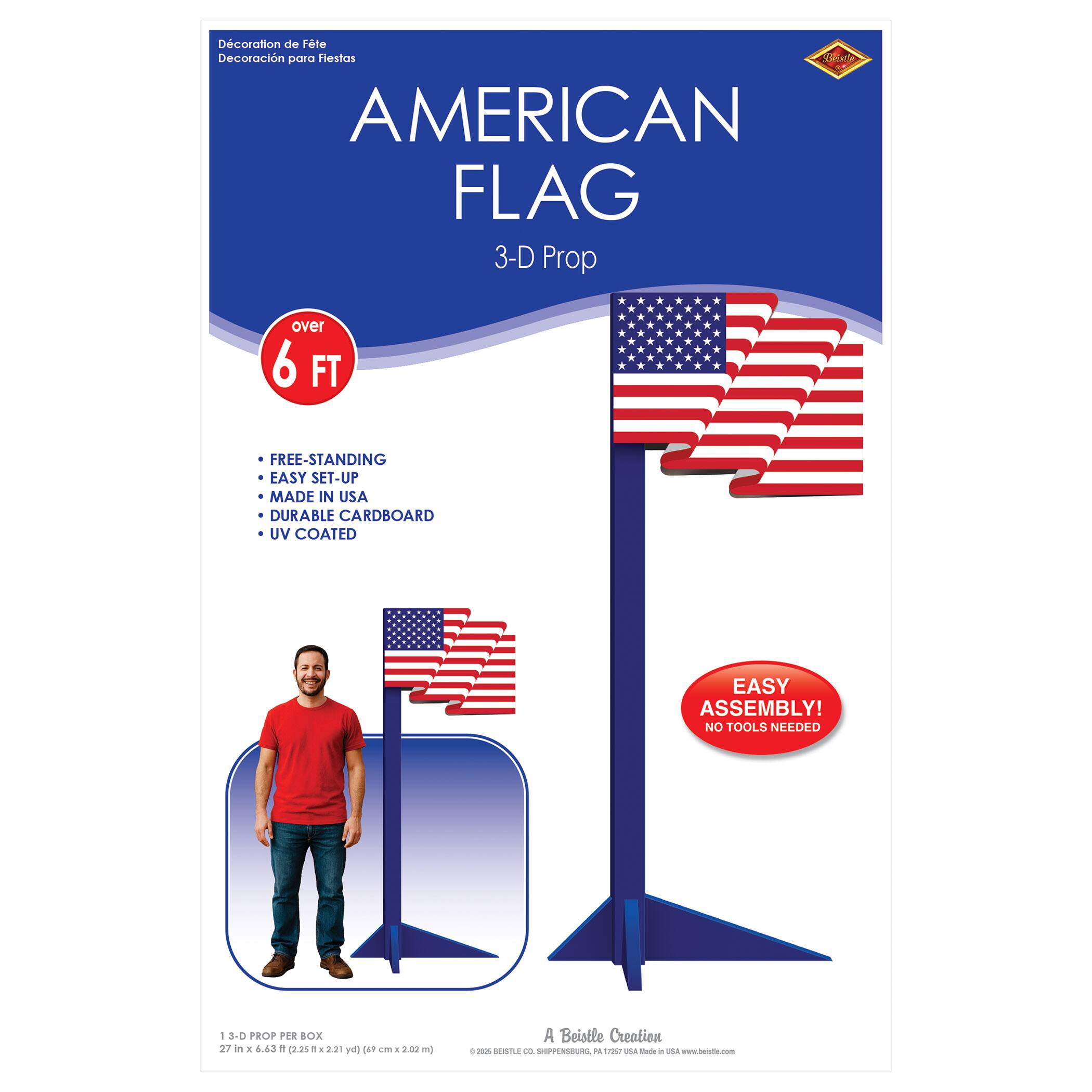 Beistle 6.63ft. x 27" 3D American Flag Prop