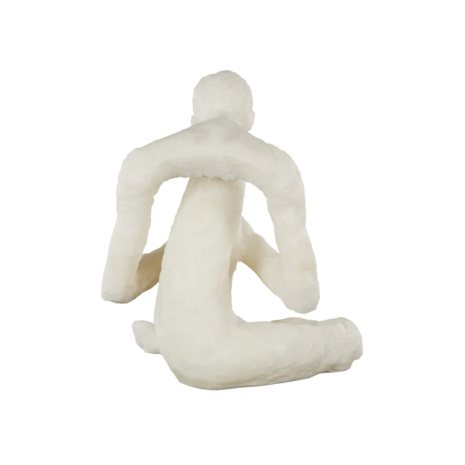 14.25" White Thinking Human Polystone Decorative Sculpture