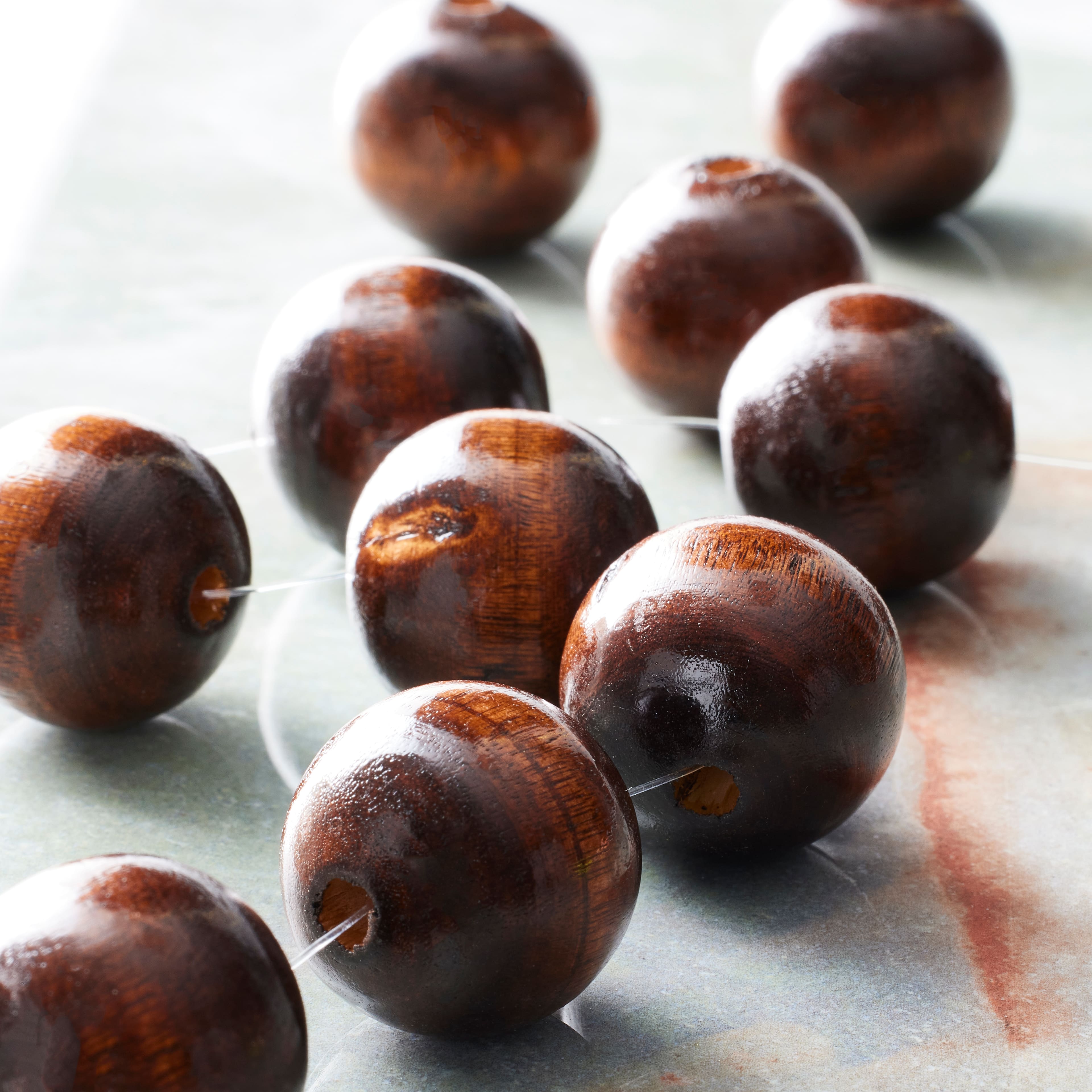 Brown Natural Wood Round Beads, 25mm by Bead Landing™