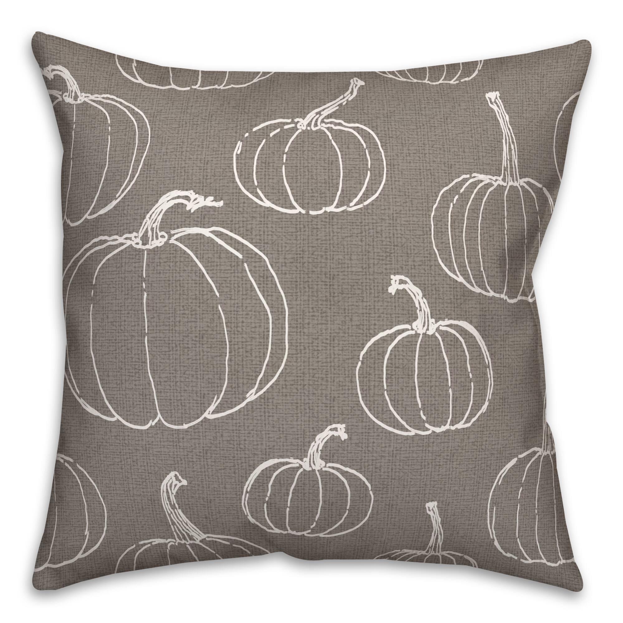 Gray Pumpkin Pattern Throw Pillow