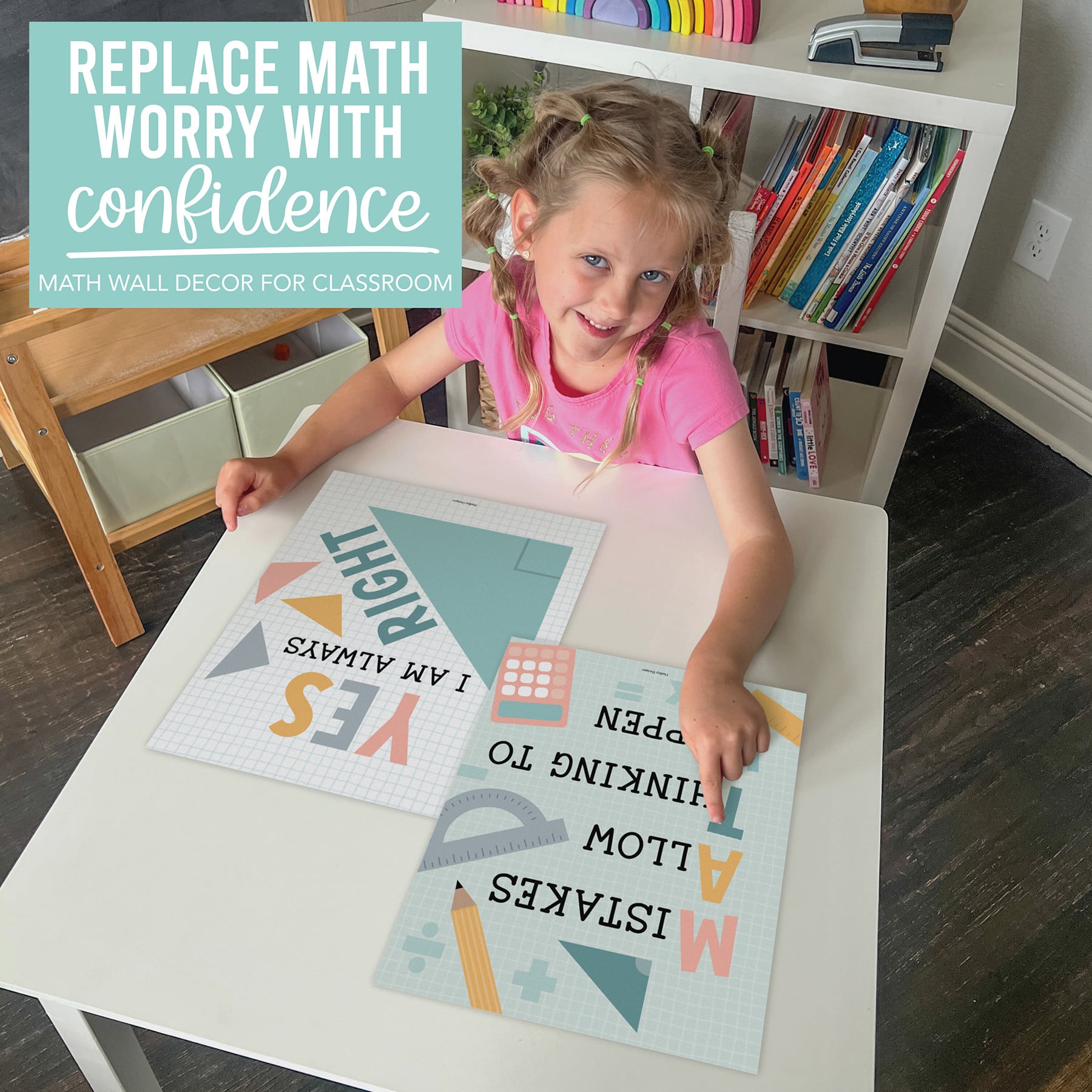 Hadley Designs 11" x 14" Boho Math Bulletin Board Classroom Décor Posters Set