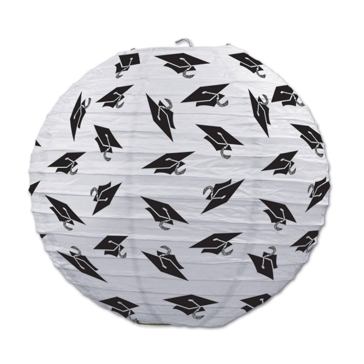 Beistle 9.5" White & Black Grad Cap Paper Lanterns, 3ct.