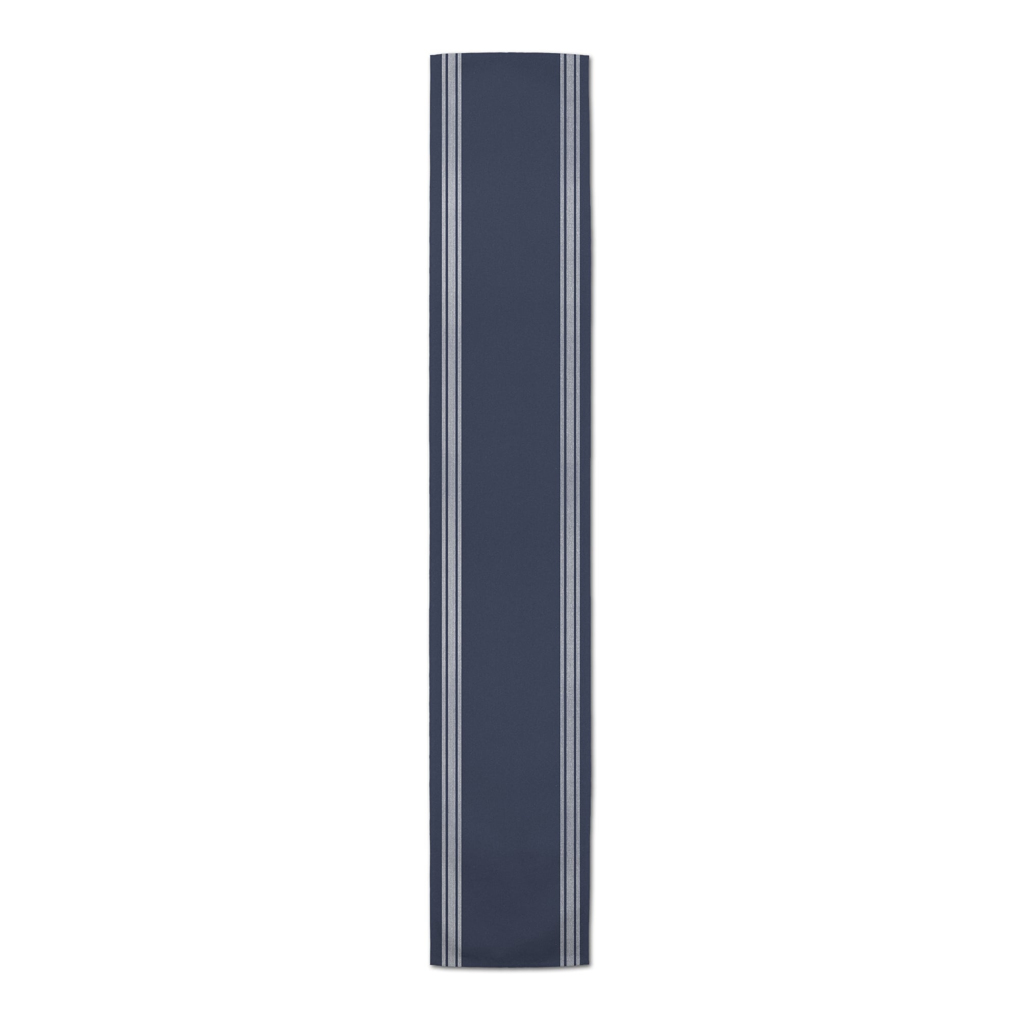 72" Navy Blue with White Stripes Cotton Twill Table Runner