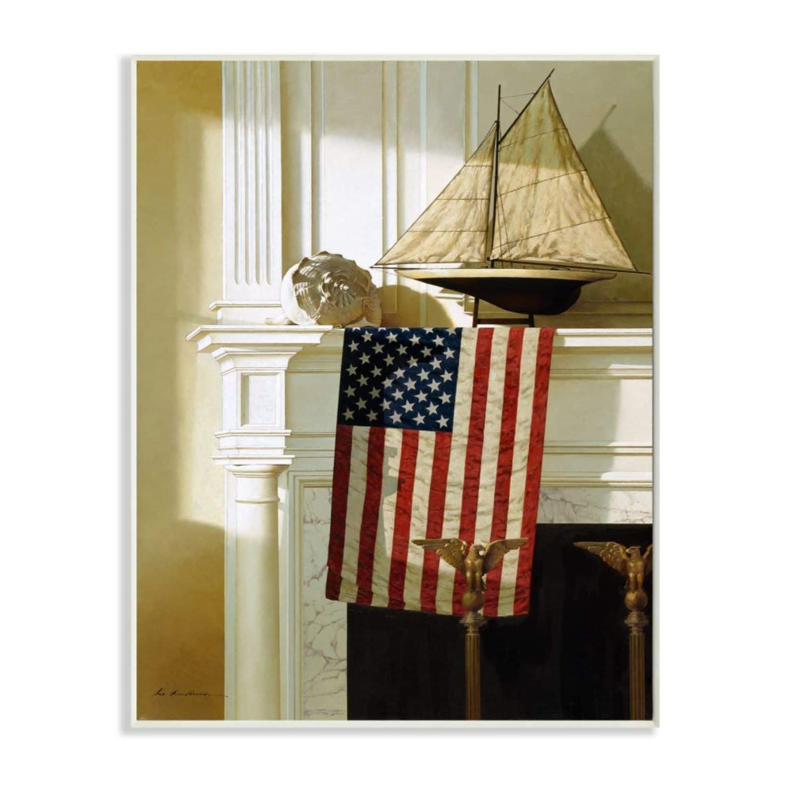 Stupell Industries Nautical Americana Mantle Wooden Wall Plaque