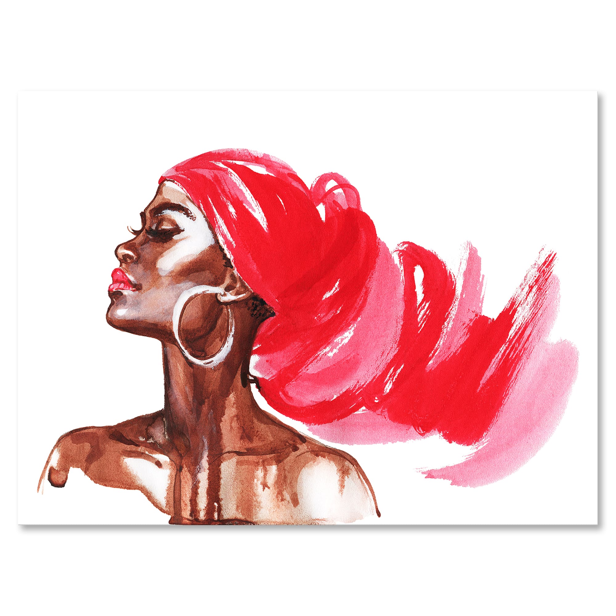 Designart - Portrait of African American Woman IX - Modern Canvas Wall Art Print