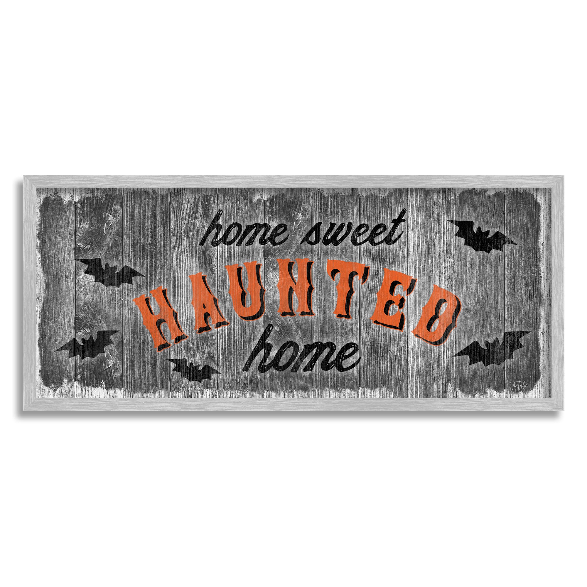 Stupell Industries Sweet Haunted Home Bats Sign Framed Giclée Wall Art