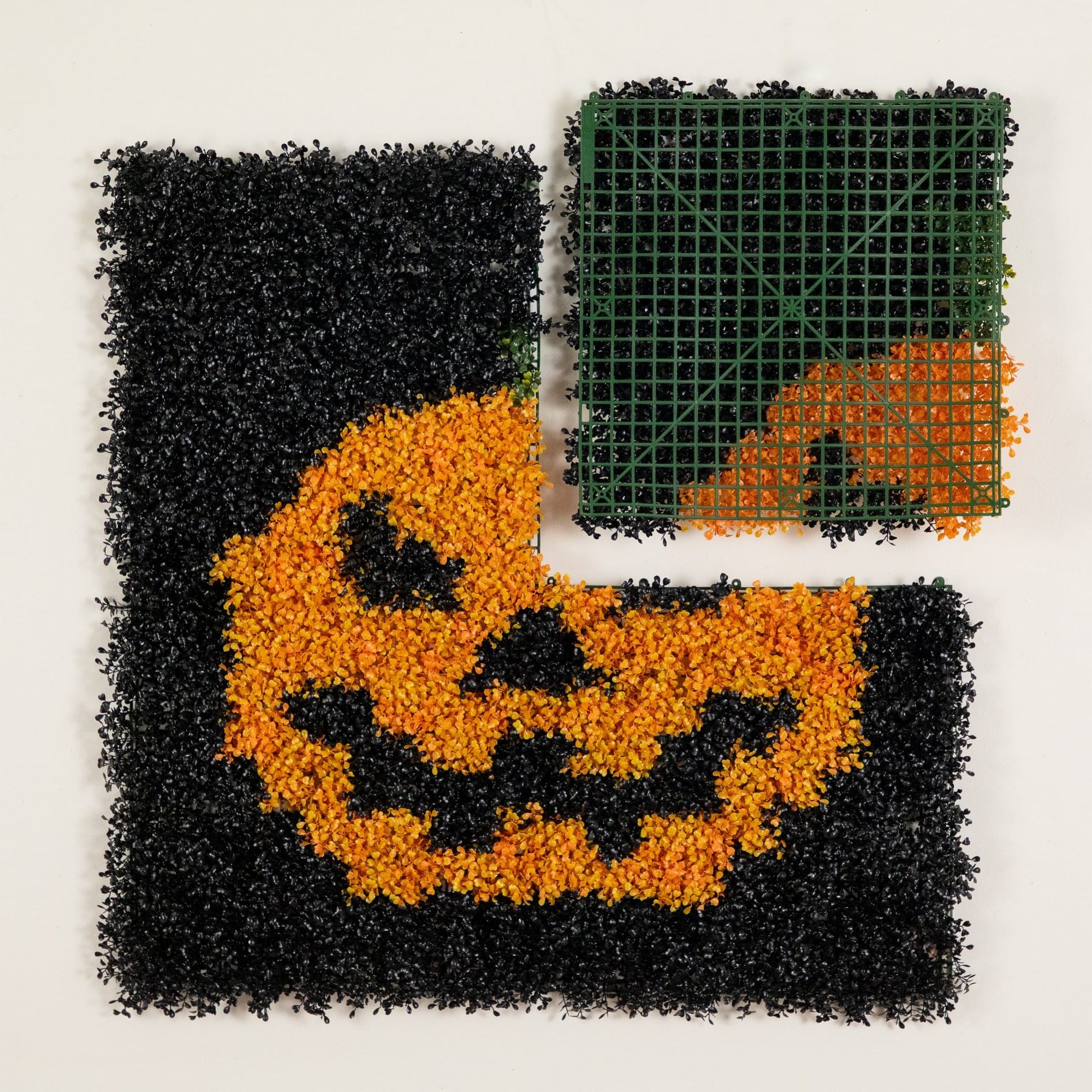 40" x 40" UV Resistant Artificial Halloween Boxwood Jack-o'-Lantern Wall Décor Mat