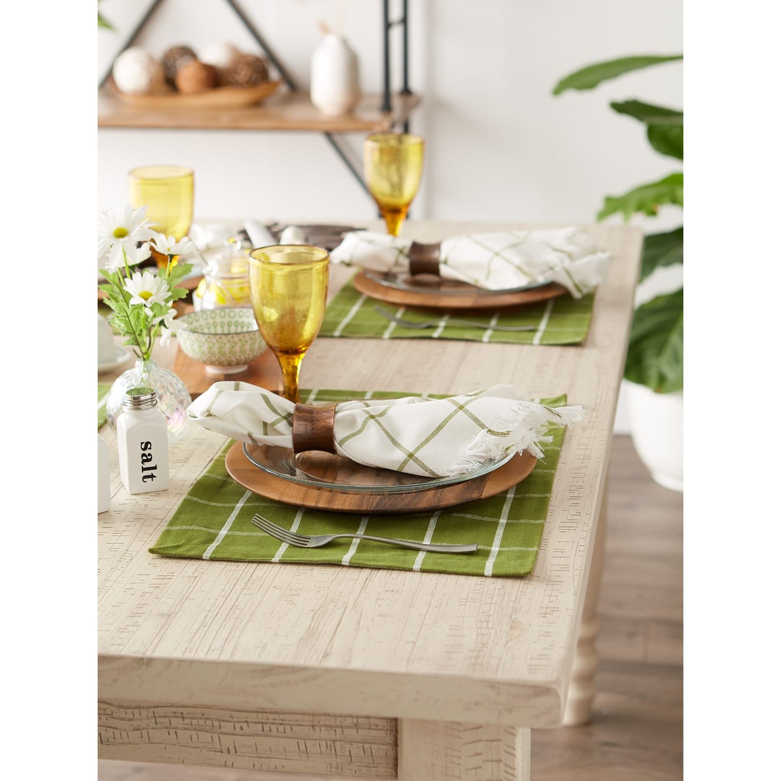 DII® Ventana Green Check Fringed Cloth Dinner Napkins, 6ct.