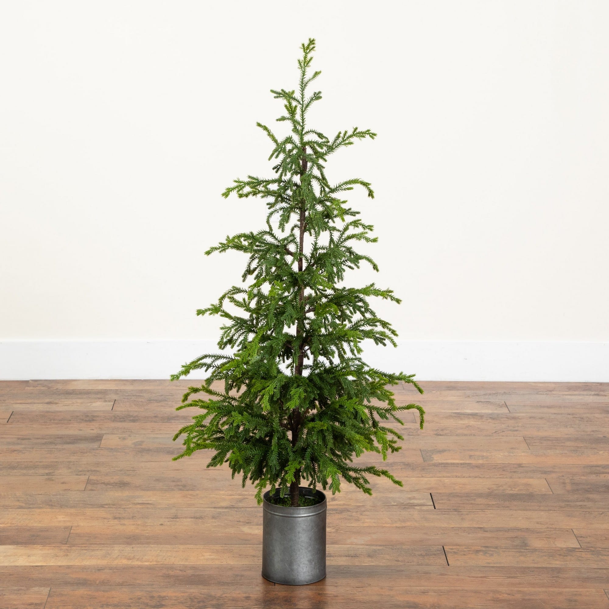Nearly Natural 4ft. Artificial Real Touch Natural Look Norfolk Island Pine in Tin Planter
