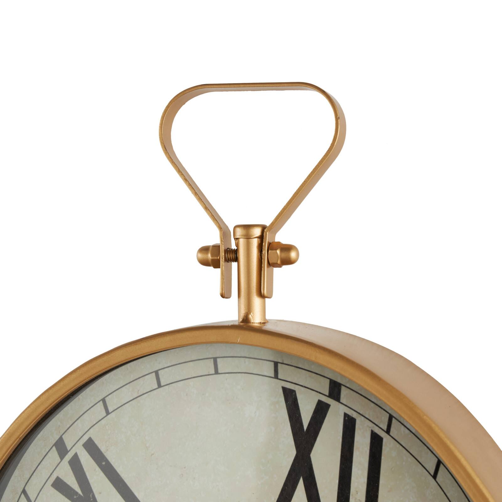 25" x 17" White Metal Wavy Decorative Wall Clock with Gold Frame & Black Accents