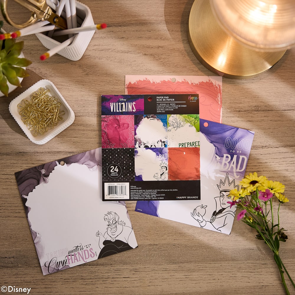 The Happy Planner® Disney© Villans 6" x 6" Scrapbooking Paper Pad, 24 Sheets