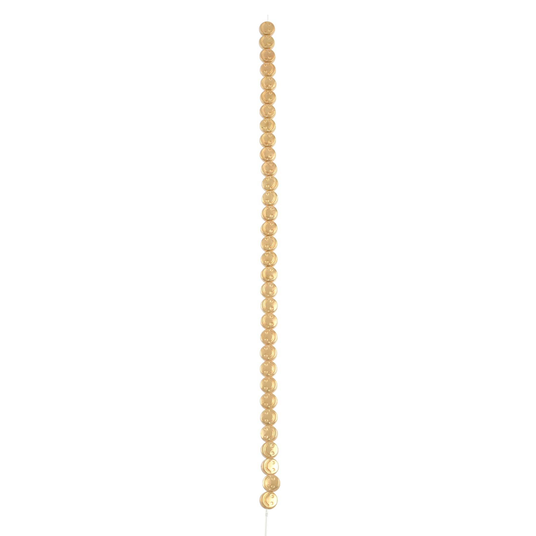 12 Packs: 32 ct. (384 total) Gold Metal Smiley Face Coin Beads, 5.5mm by Bead Landing™