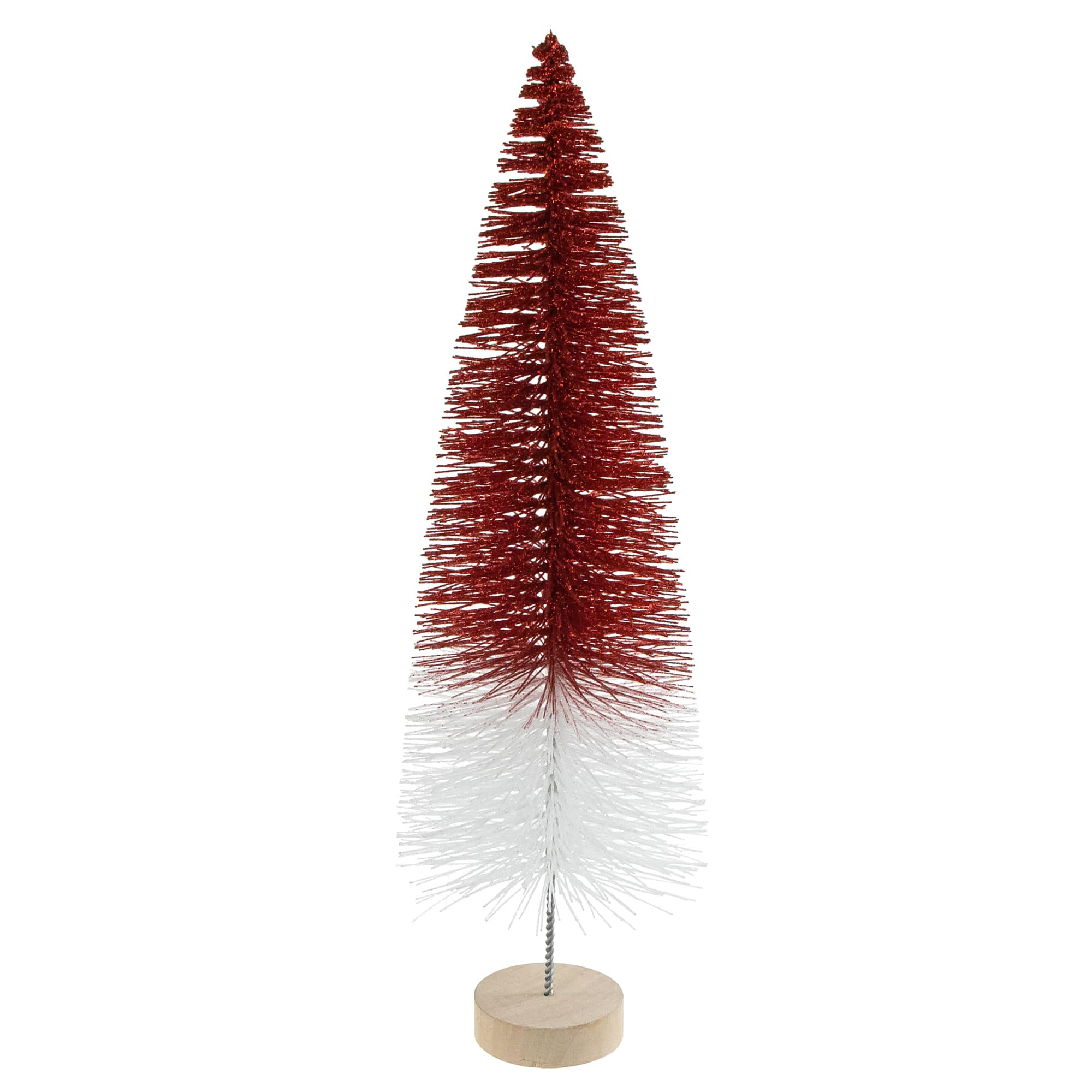 15.5" Red &  White Glittered Sisal Christmas Tree