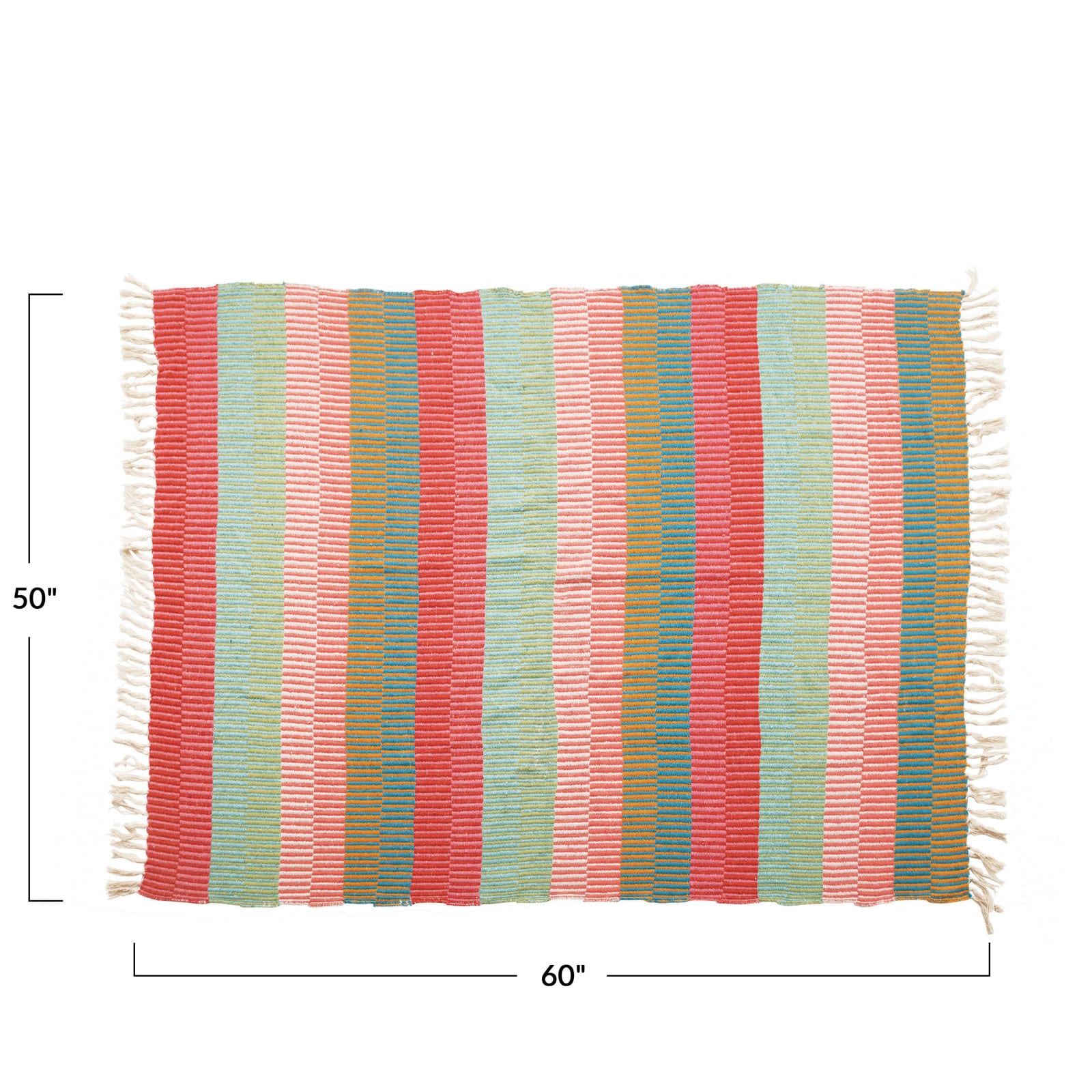 Hello Honey® Multicolor Woven Recycled Cotton Blend Striped Throw with Tassels