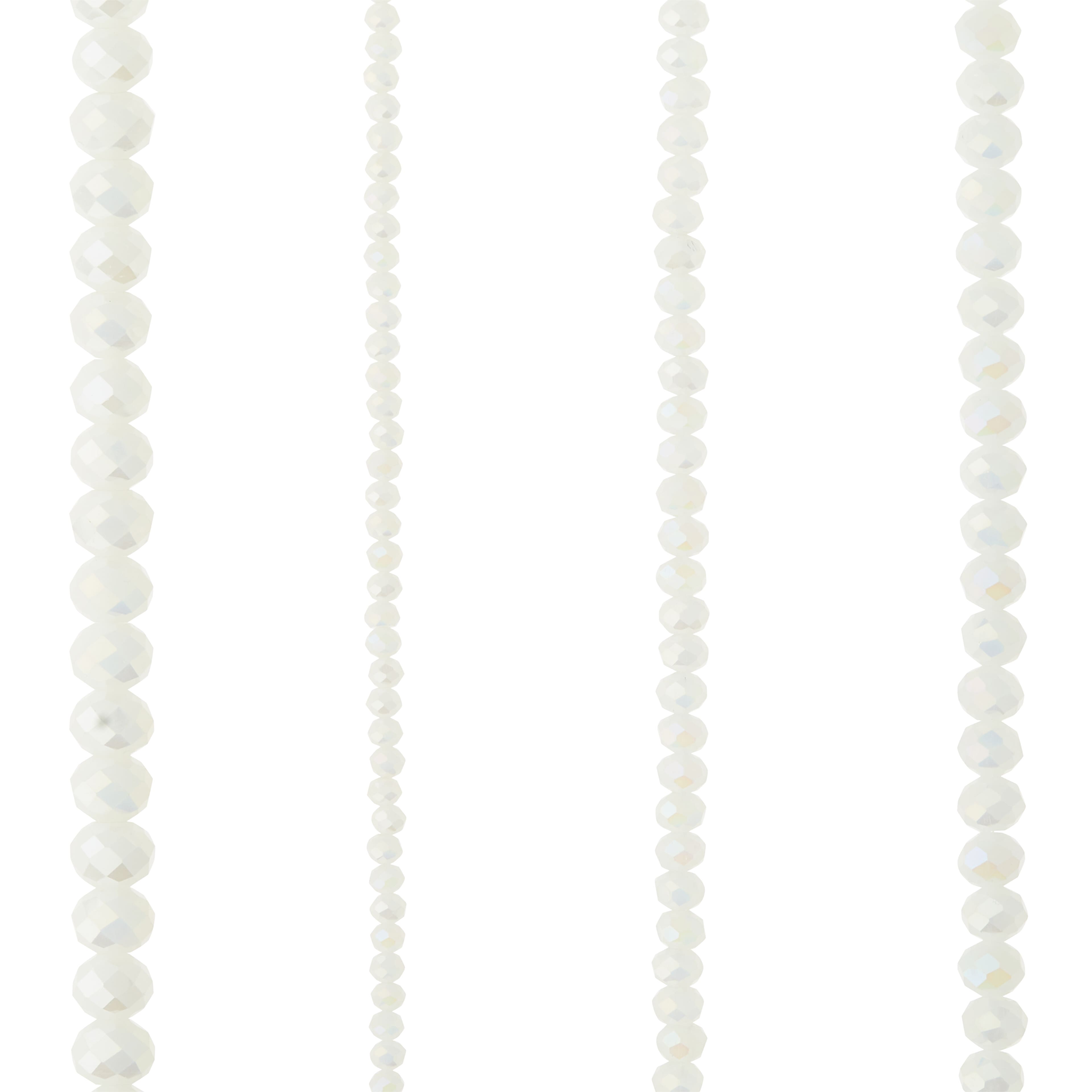 12 Pack: White Faceted Glass Rondelle Beads by Bead Landing™