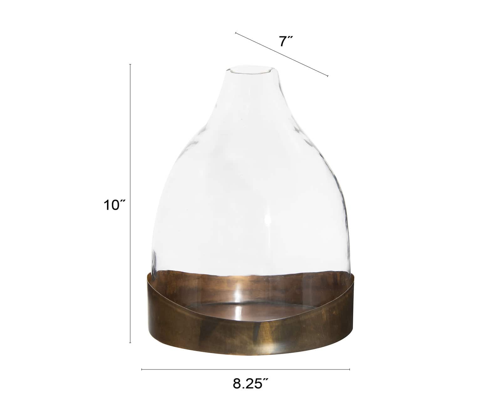 Hello Honey® Glass Cloche with Antique Copper Metal Tray