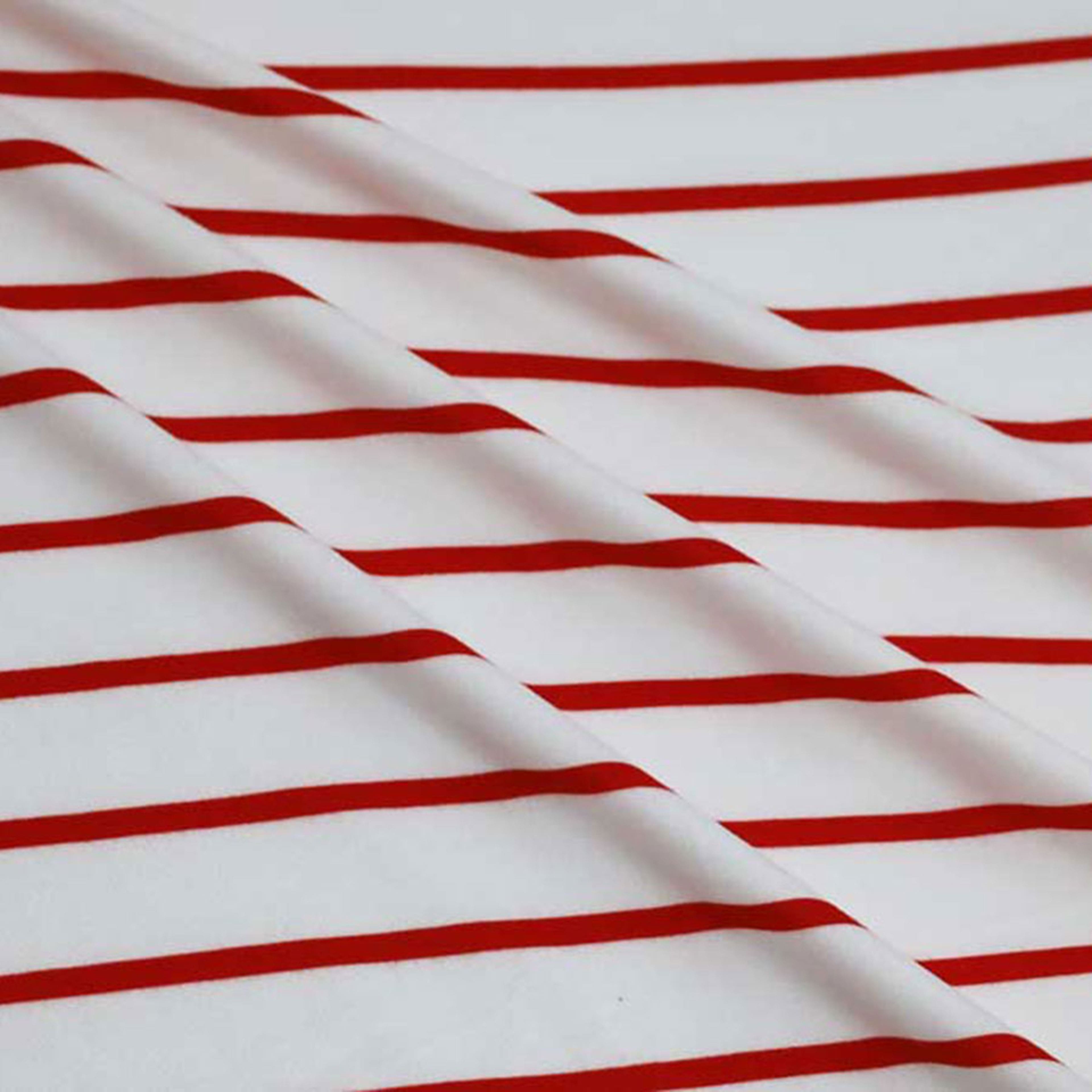 Fabric Merchants Red & White Stripes Double Brushed 4-Way Stretch Fabric