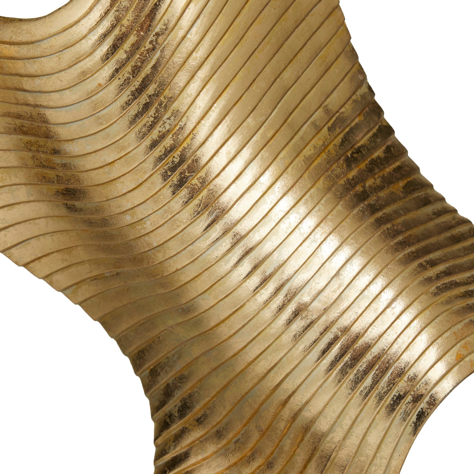 22" Gold Polystone Wave Abstract Sculpture with Black Base