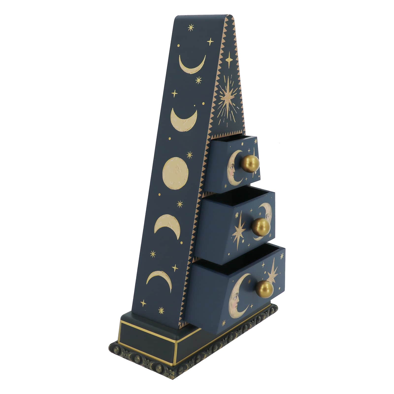 18" Navy Blue Celestial Pyramid 3-Drawer Tabletop Décor by Ashland®