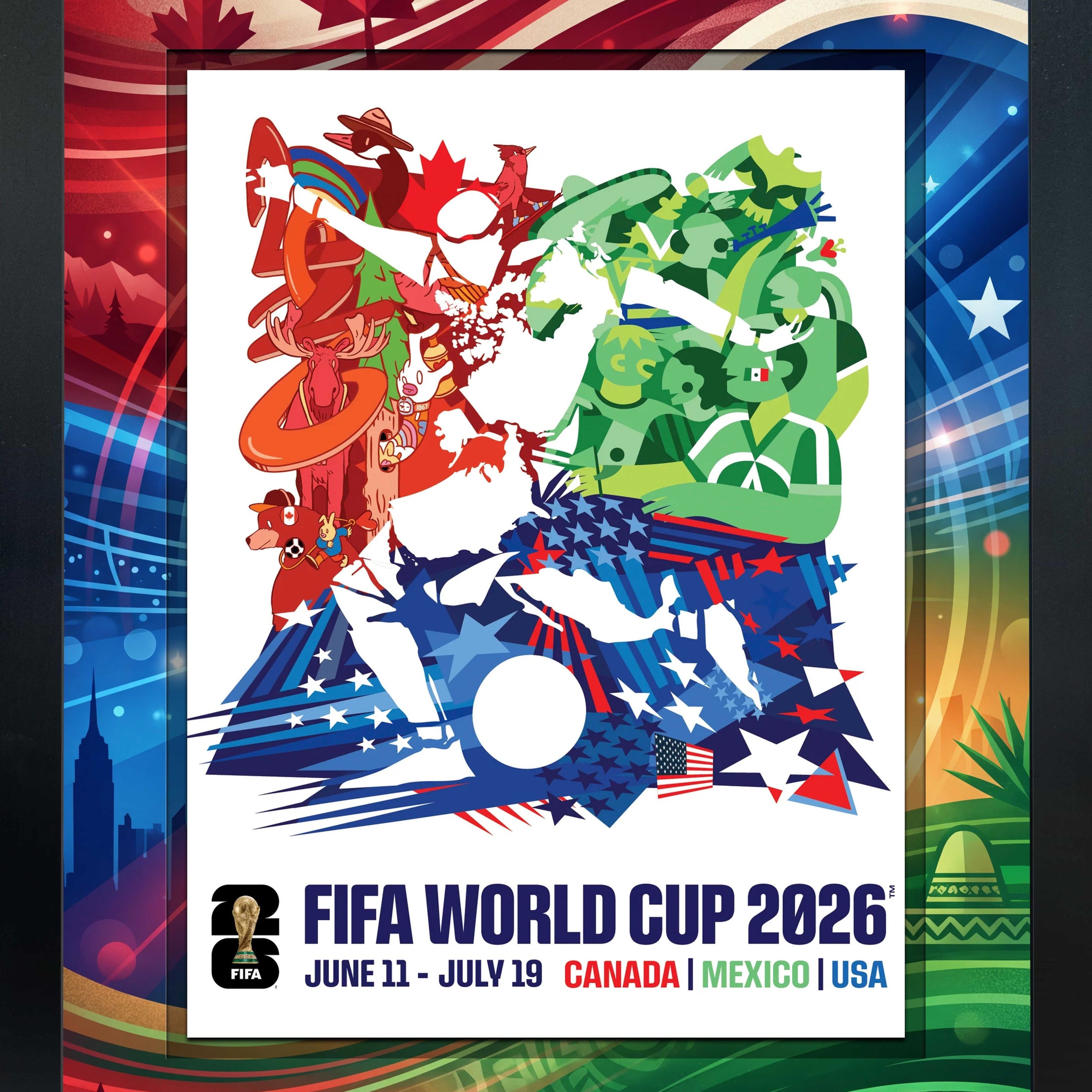 Frameworth 18" x 22" FIFA World Cup 2026 Canada USA Mexico Edition Framed Wall Decor