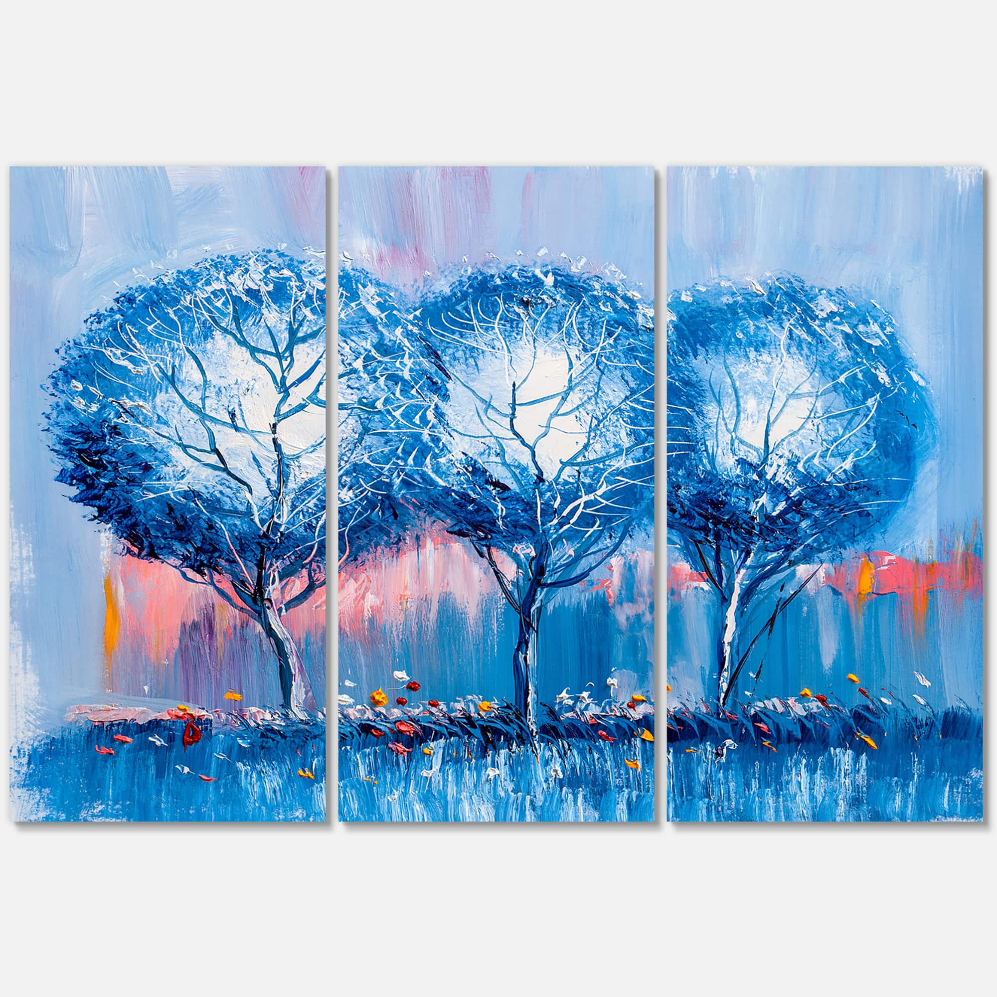 Designart - Colourful Trees Impressionist Landscape III - Modern Canvas Wall Art Print