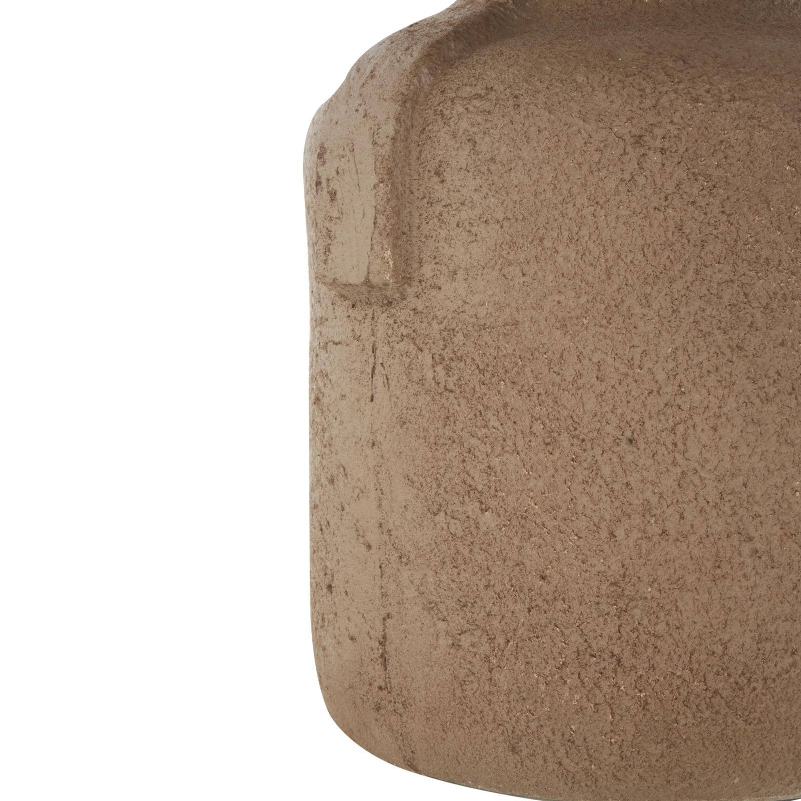 15.5" Brown Paper Mache Abstract Distressed Textured Vase with Geometric Handle