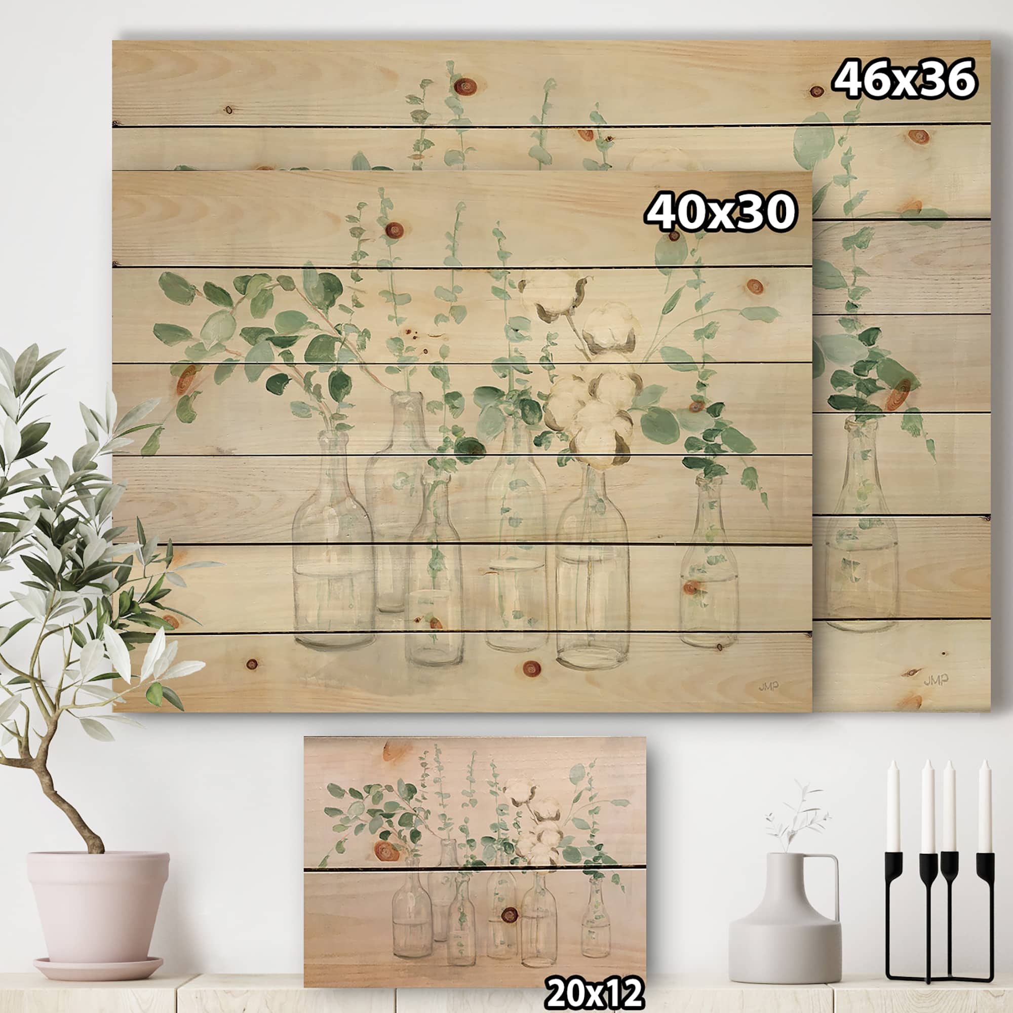 Designart - Beautiful Flower Composition - Cottage Print on Natural Pine Wood