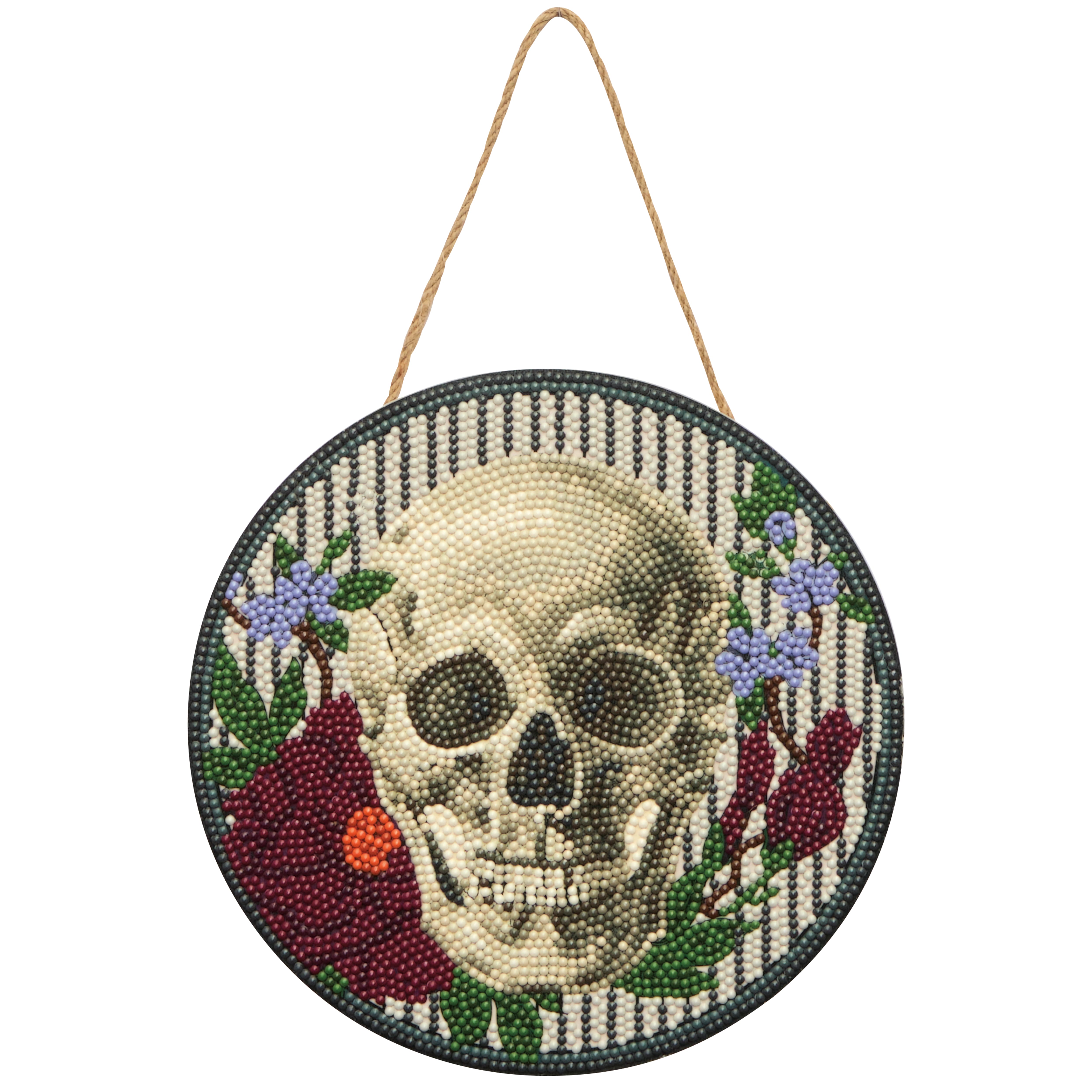 8" Floral Skull Round Wood Plaque Diamond Art Kit by Make Market®