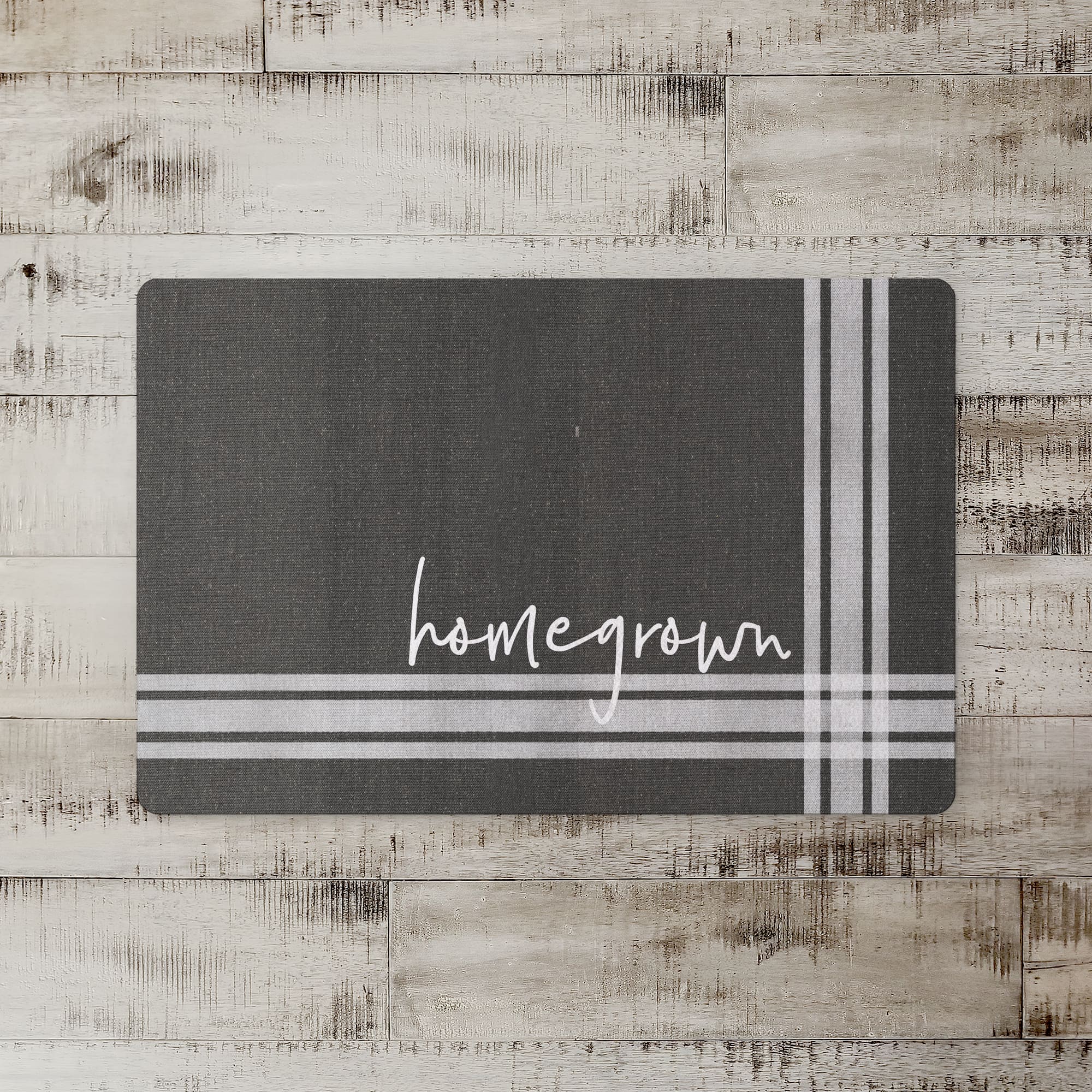 Black with White Stripes Home Grown Floor Mat