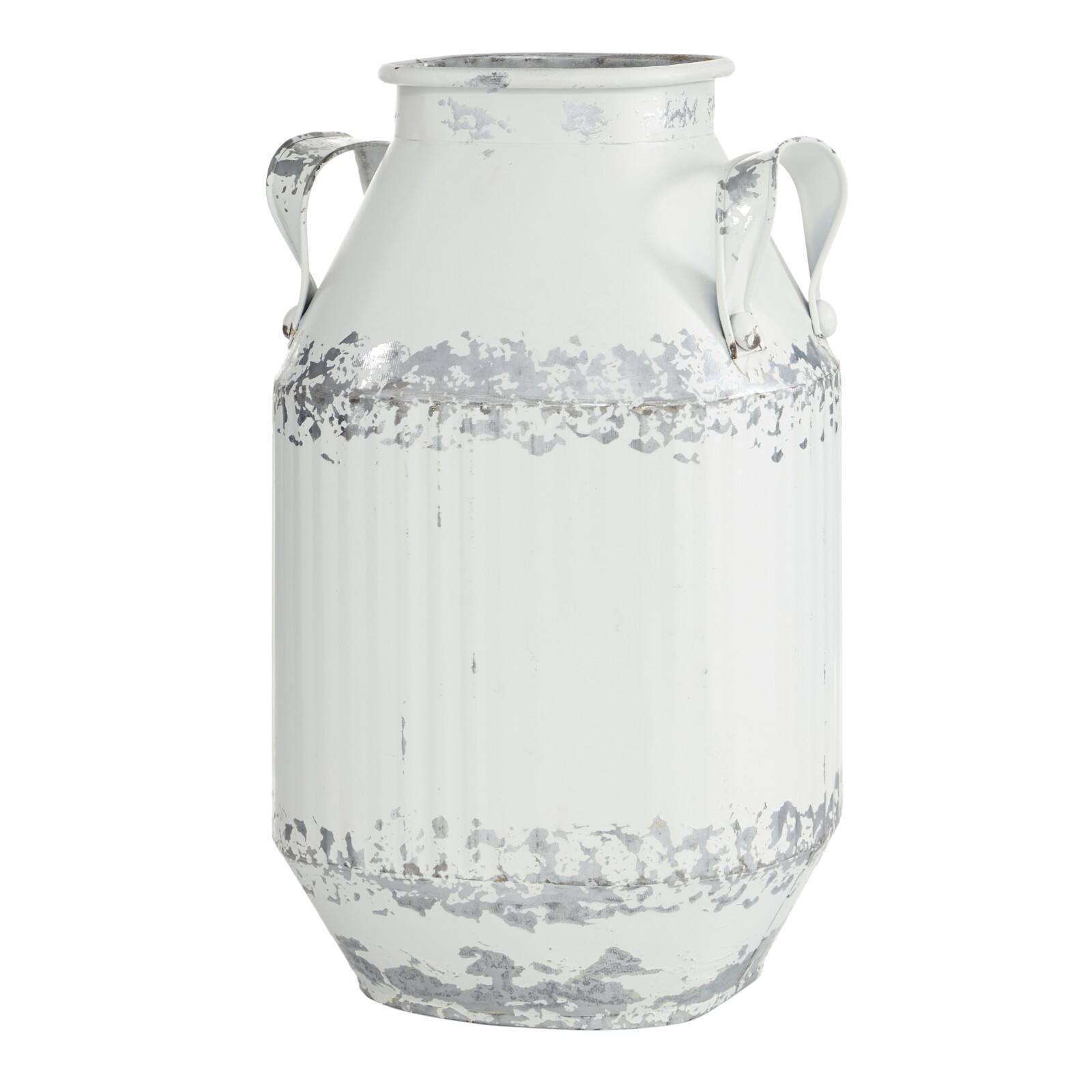 White Metal Decorative Milk Can Set