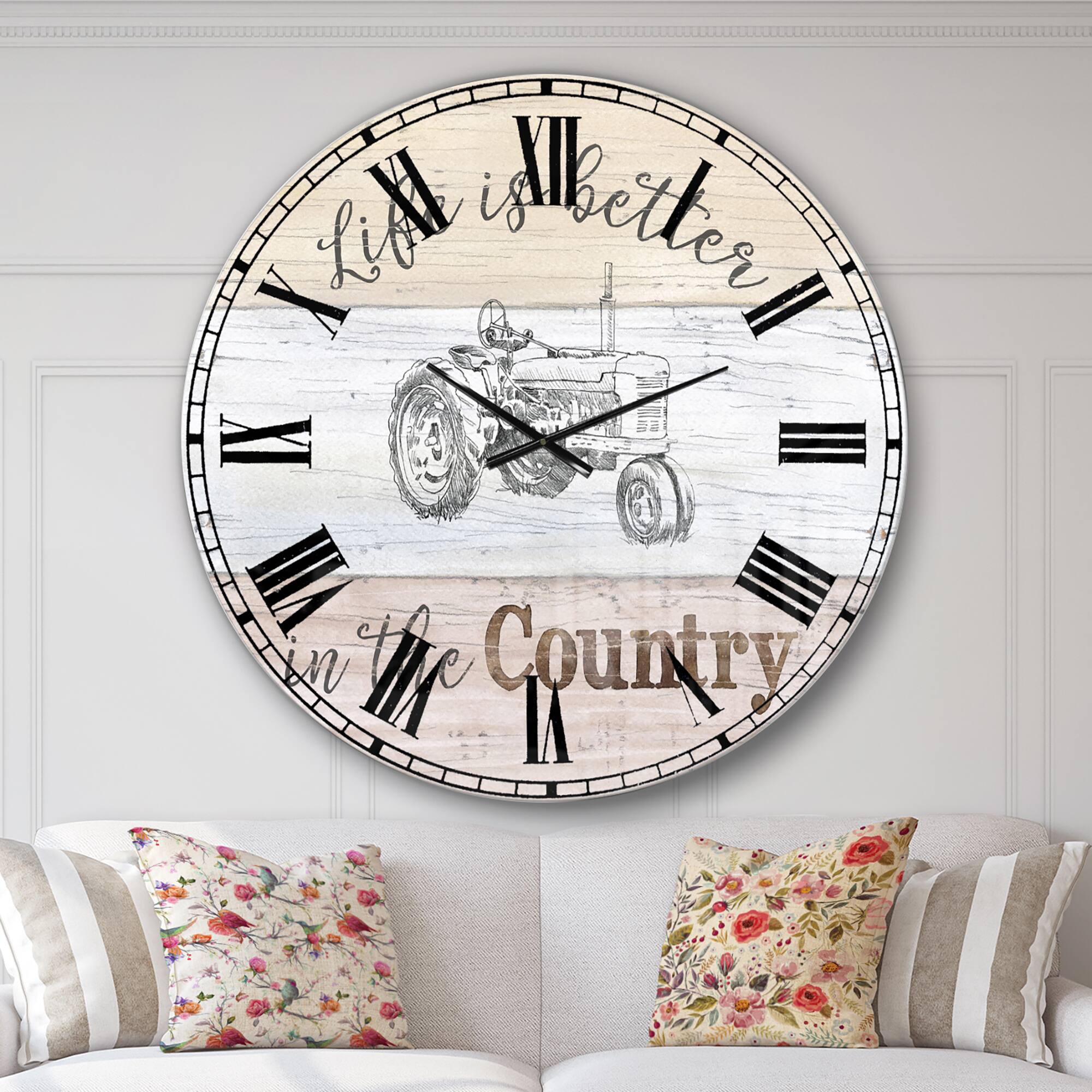 Designart Moment Tractors Farmhouse Wall Clock
