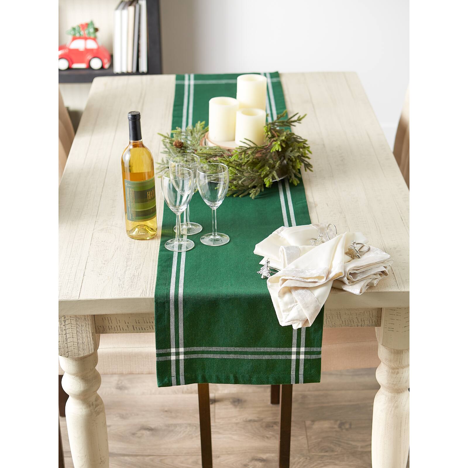 Balsam Border Stripe Table Runner, 14" x 72" 