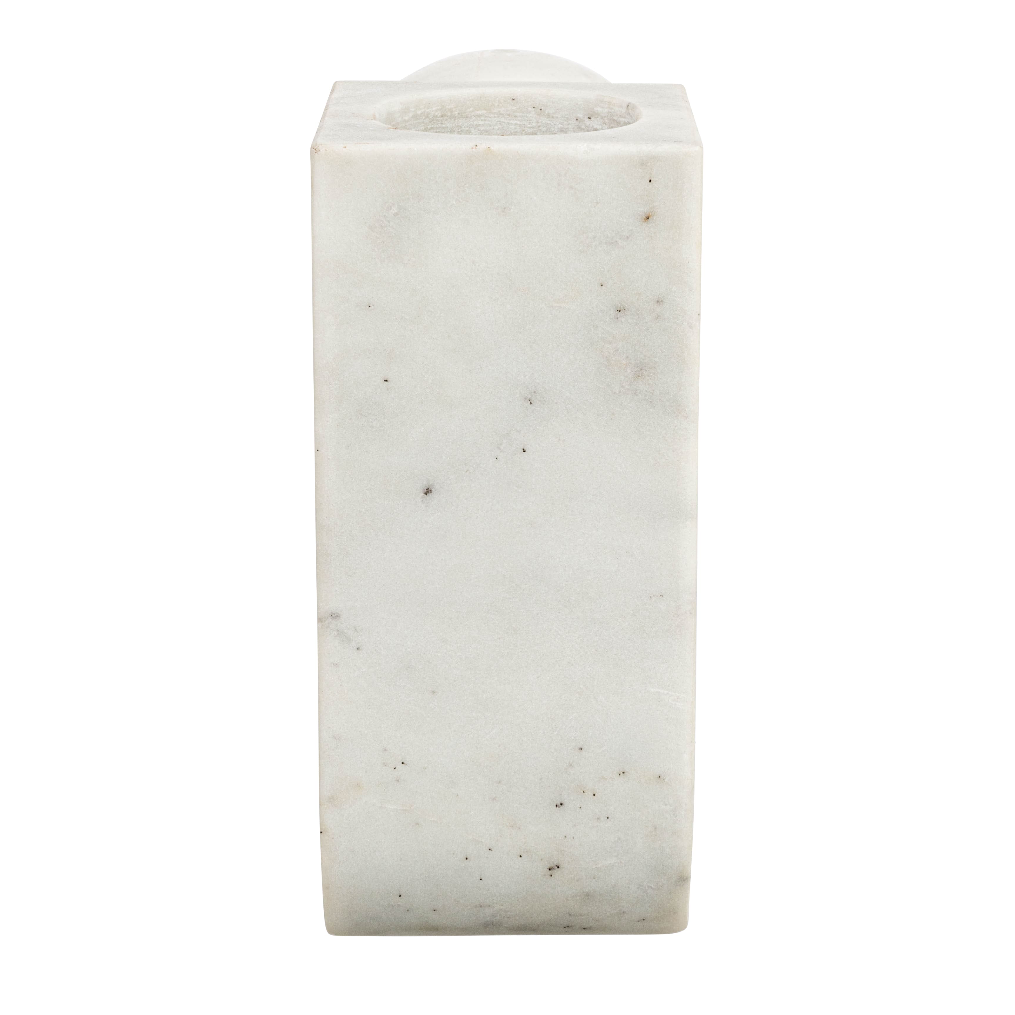 Hello Honey® 7" White Modern Marble Pillar & Taper Candle Holder Vase with Ball