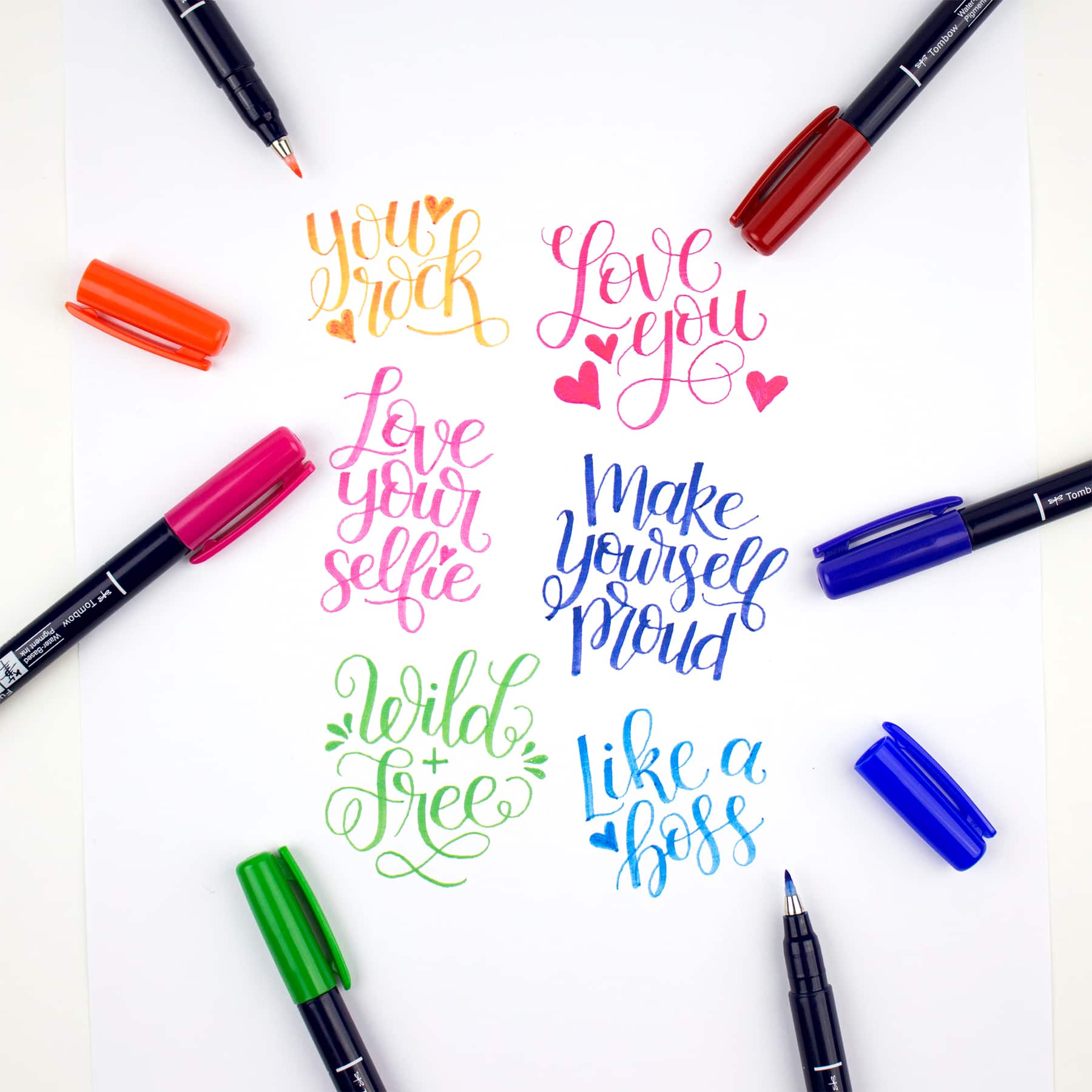 Tombow Fudenosuke Colors Hard Tip Brush Pens