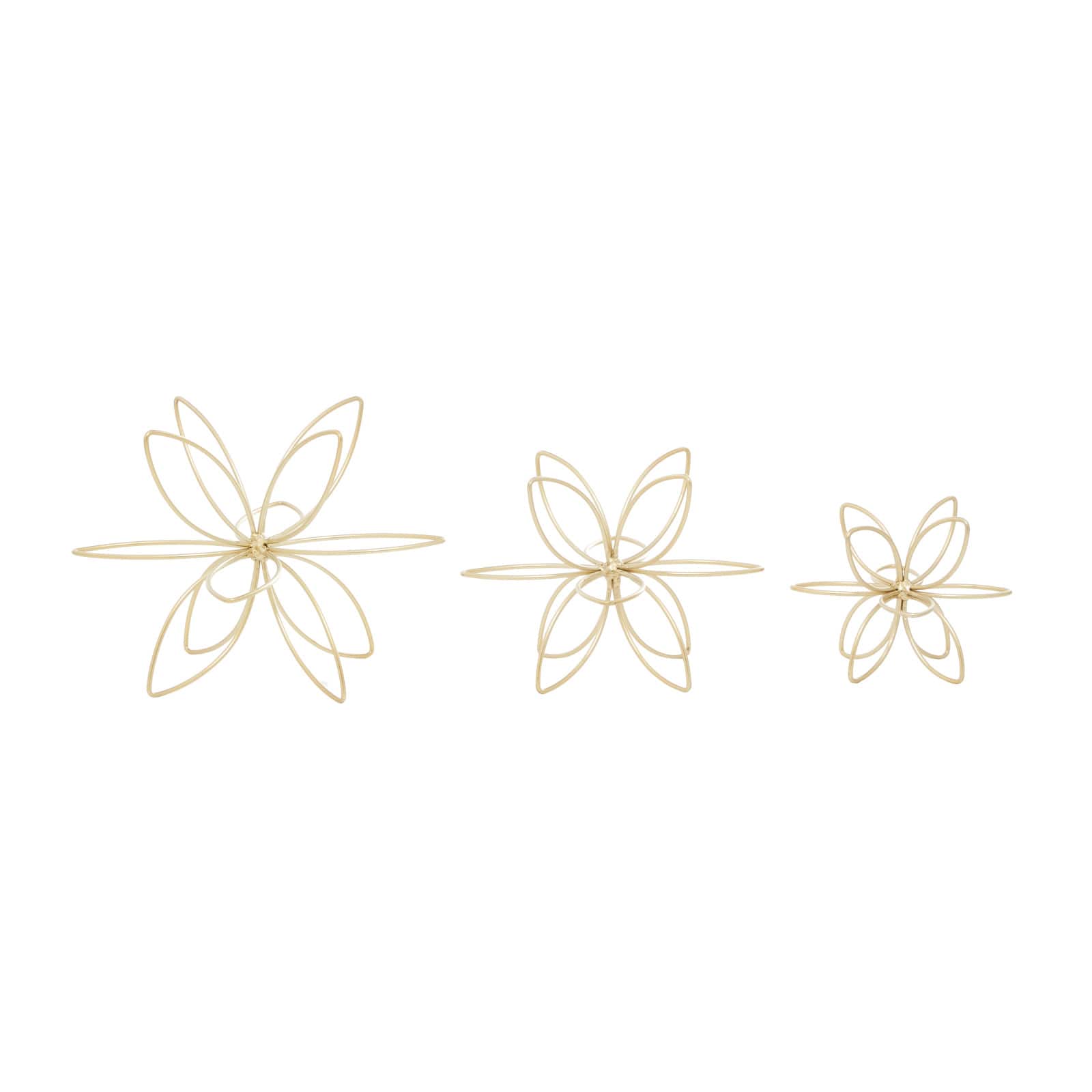CosmoLiving by Cosmopolitan Gold Metal Abstract Flower Sculpture Set