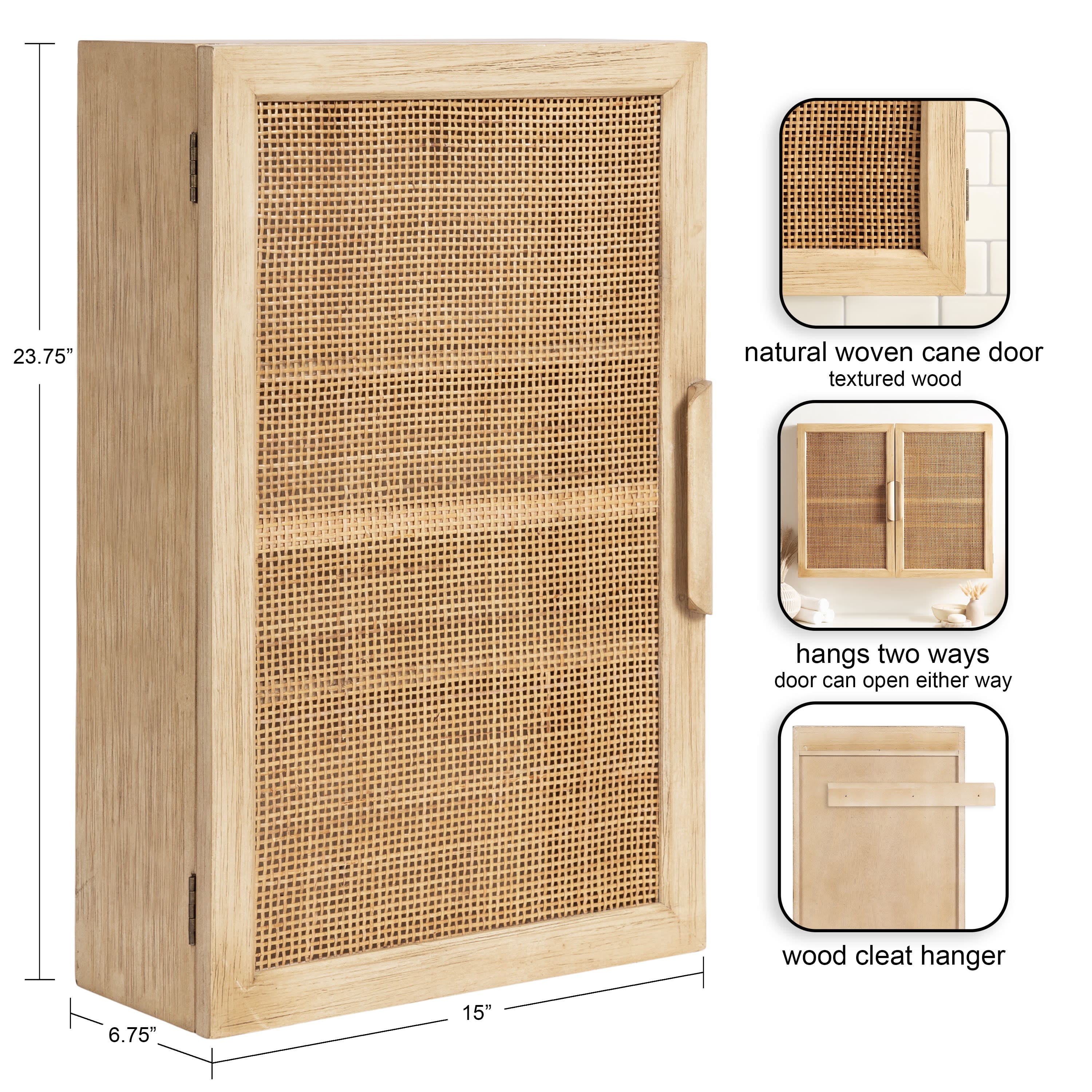 Kate and Laurel Ori Rattan Wall Cabinet