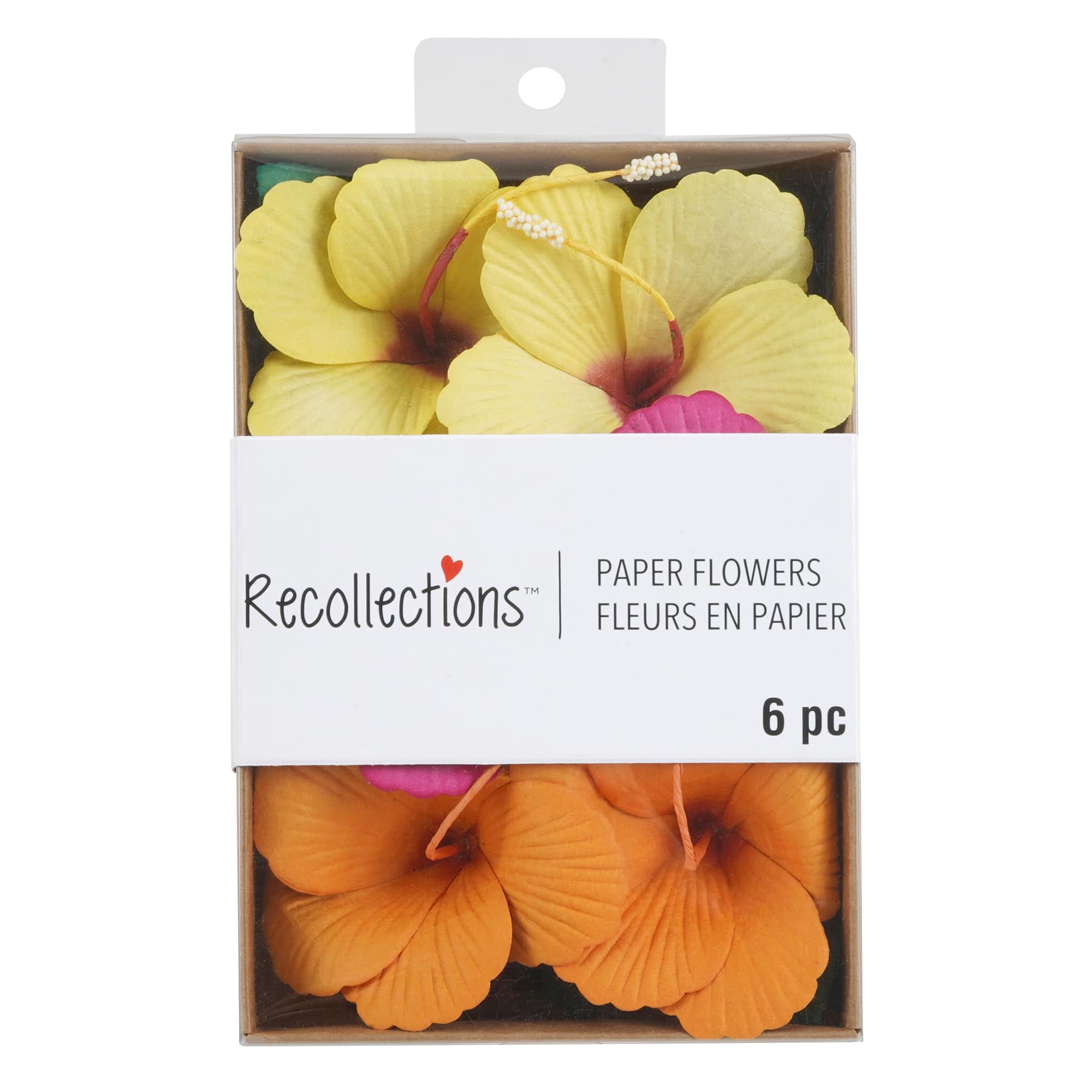 12 Packs: 6 ct. (72 total) Yellow, Pink & Orange Hibiscus Paper Flowers by Recollections™