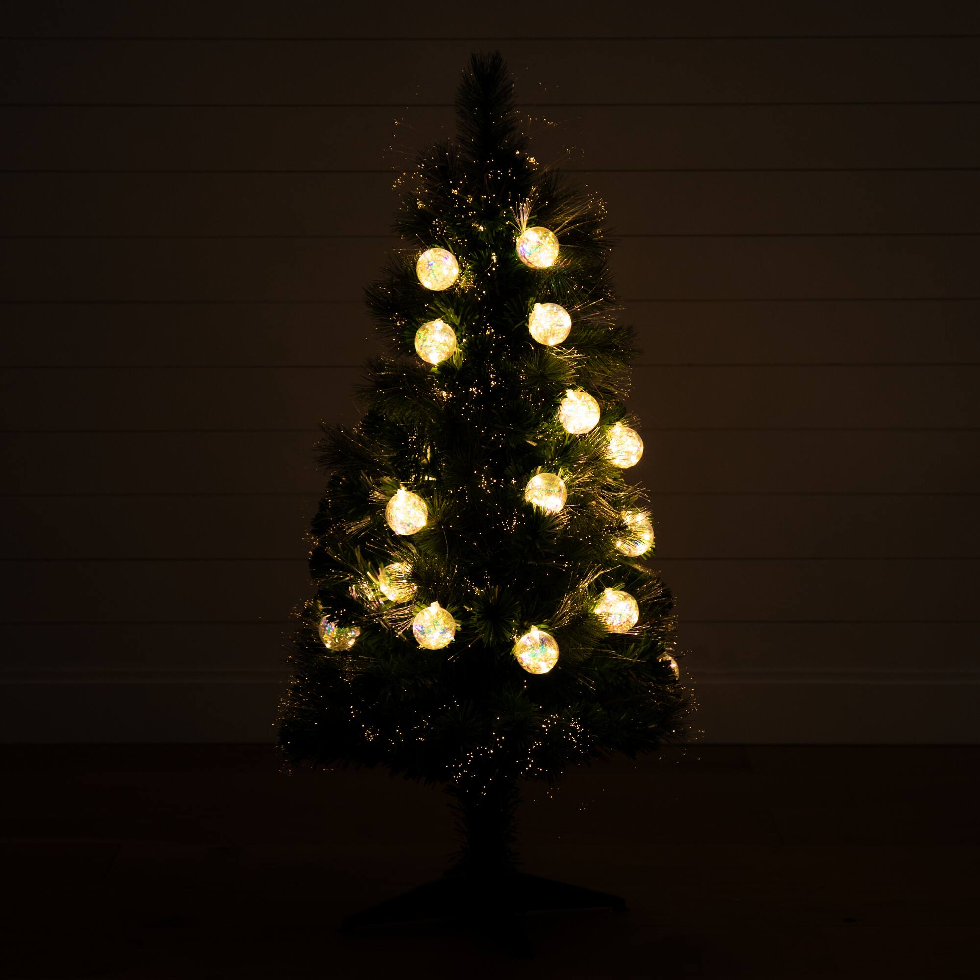 4ft. Fiber Optic Warm White Ornament LED Lights Pine with Mixed Tips Artificial Christmas Tree
