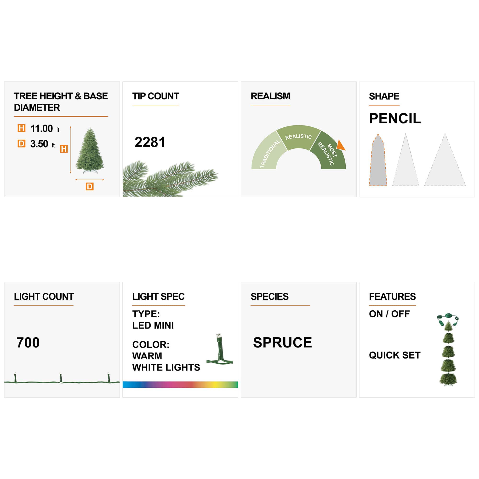 11ft. Pre-Lit Flocked Spruce Artificial Christmas Tree, Warm White Lights