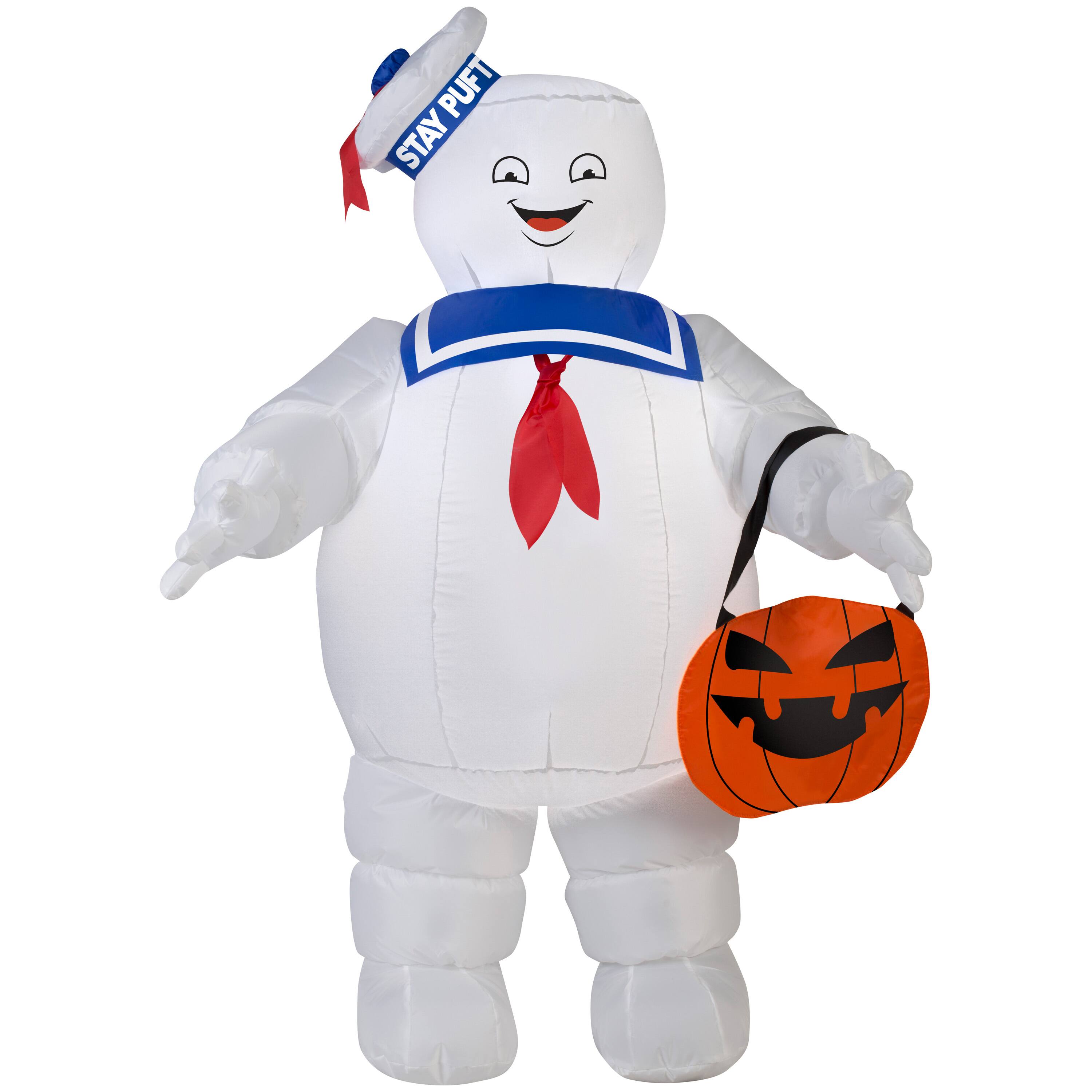 3.5ft. Airblown® Inflatable Ghostbusters Stay Puft Marshmallow Man with Pumpkin Tote Halloween Décor