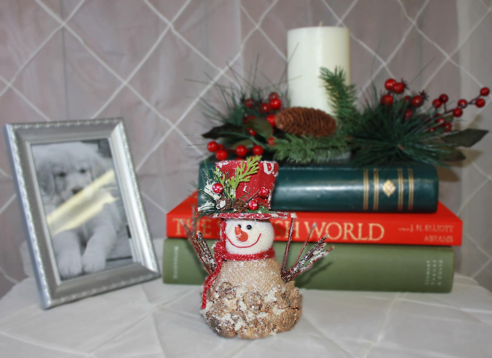 6" Christmas Iced Burlap Snowman