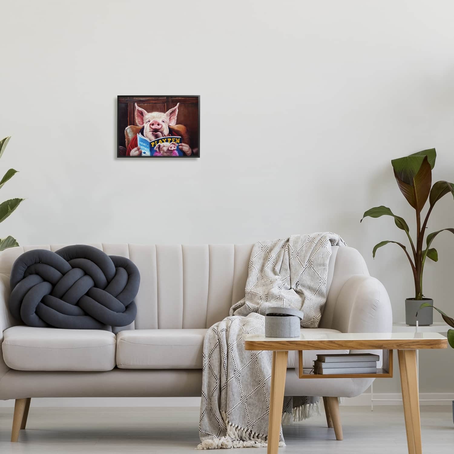 Stupell Industries Funny Pig Magazine Man Cave Framed Giclee Art