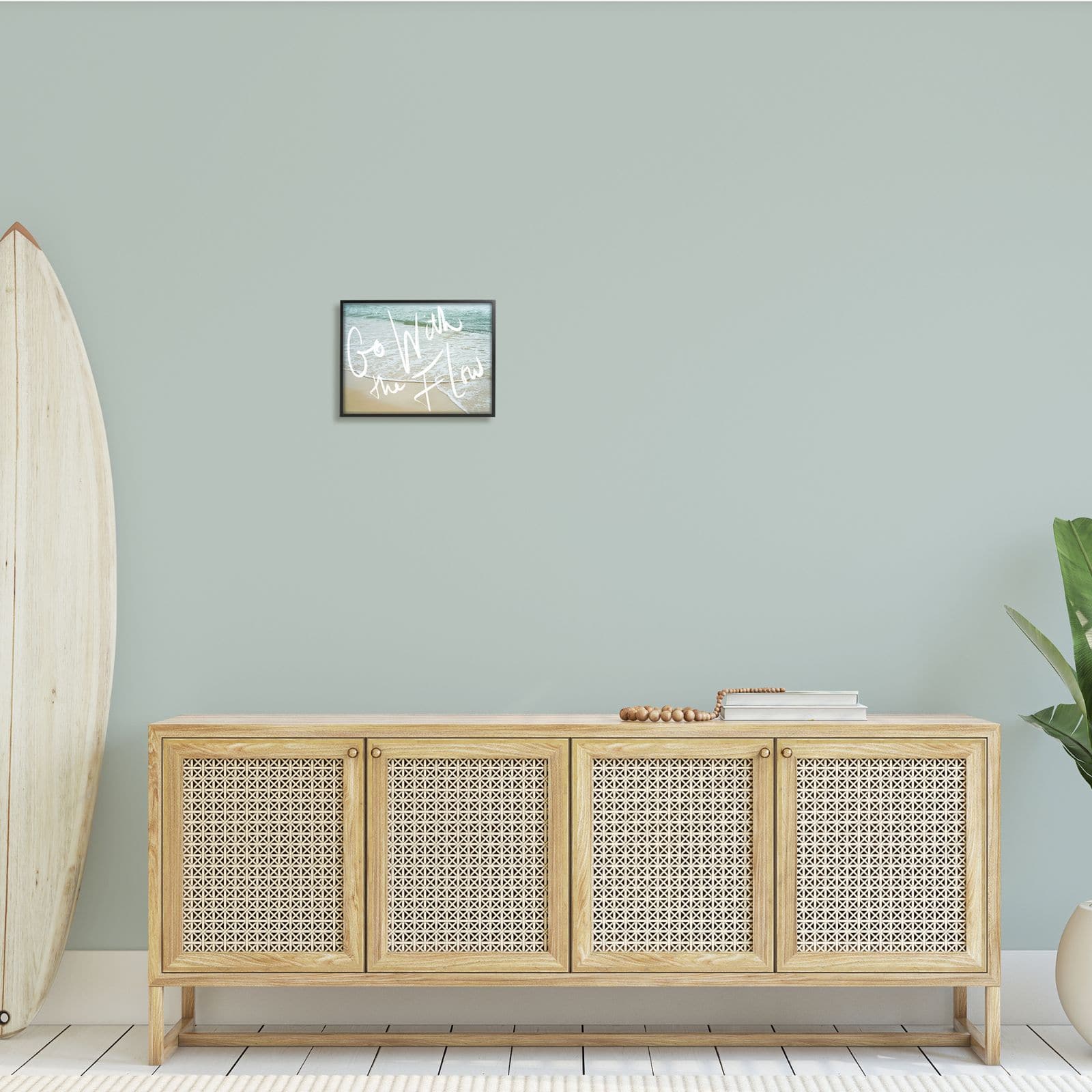 Stupell Industries Go With the Flow Phrase Incoming Beach Tide Framed Wall Art