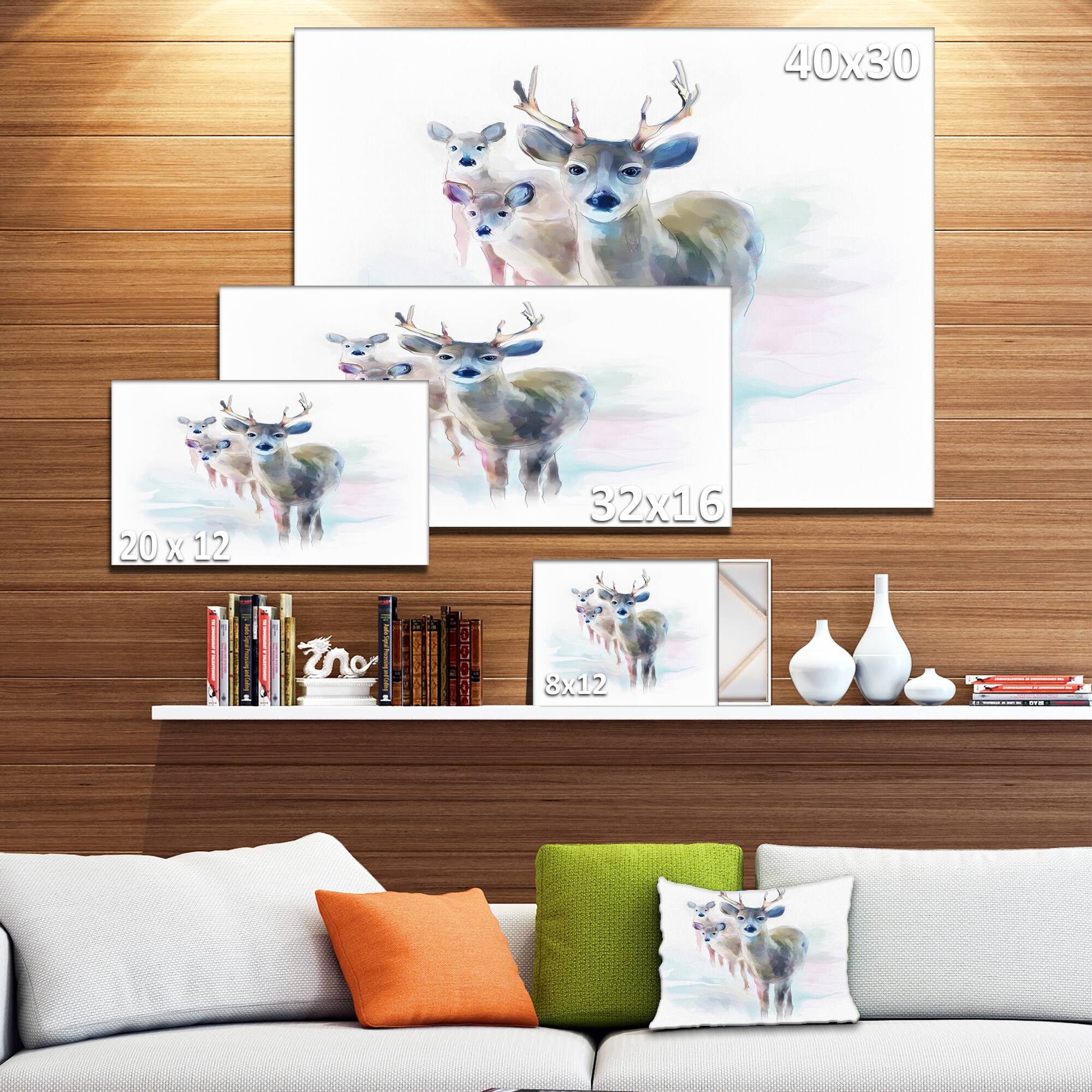 Designart - Beautiful Deer With Big Horns - Animal Canvas Art Print