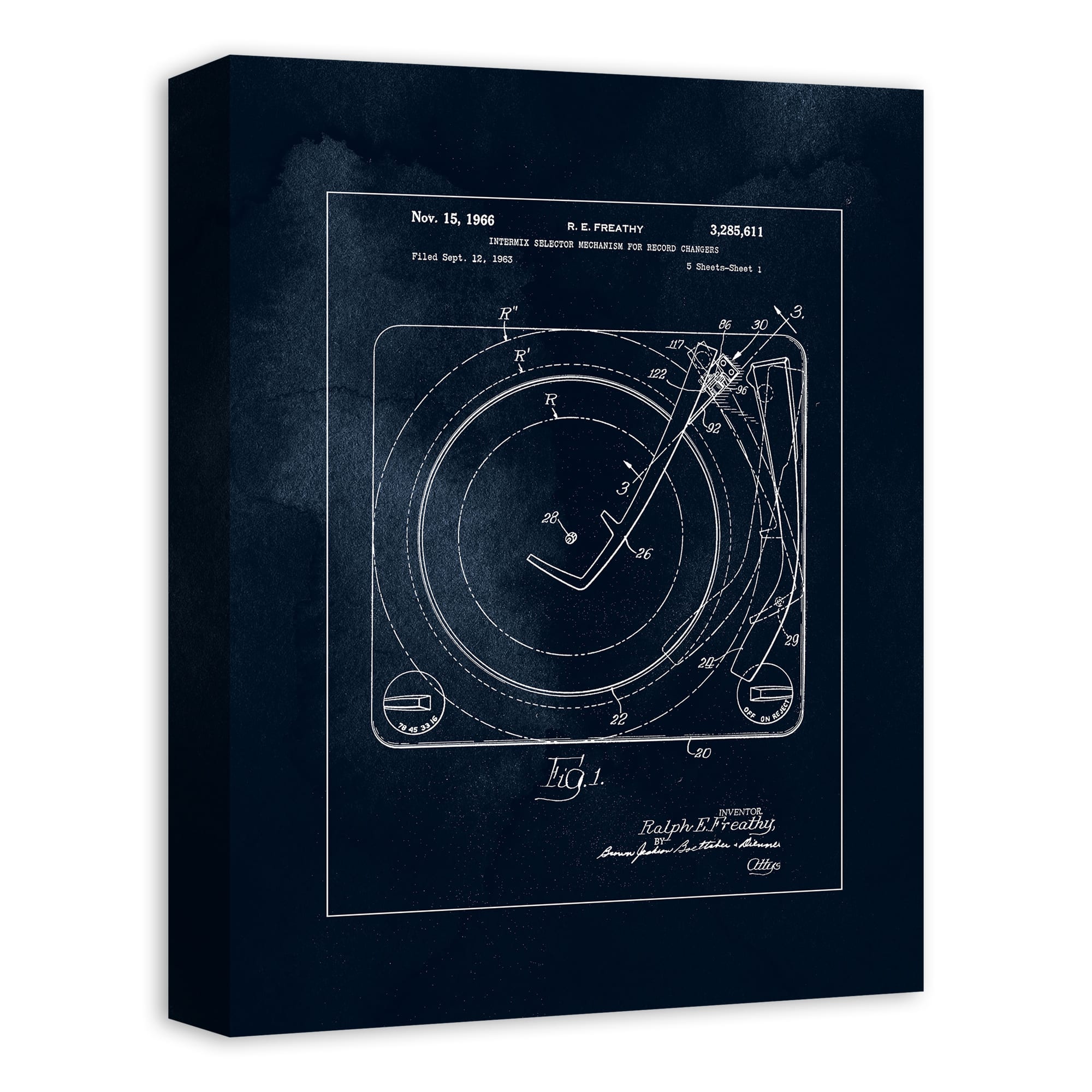 Record Player Changer 12" x 16" Canvas Wall Art